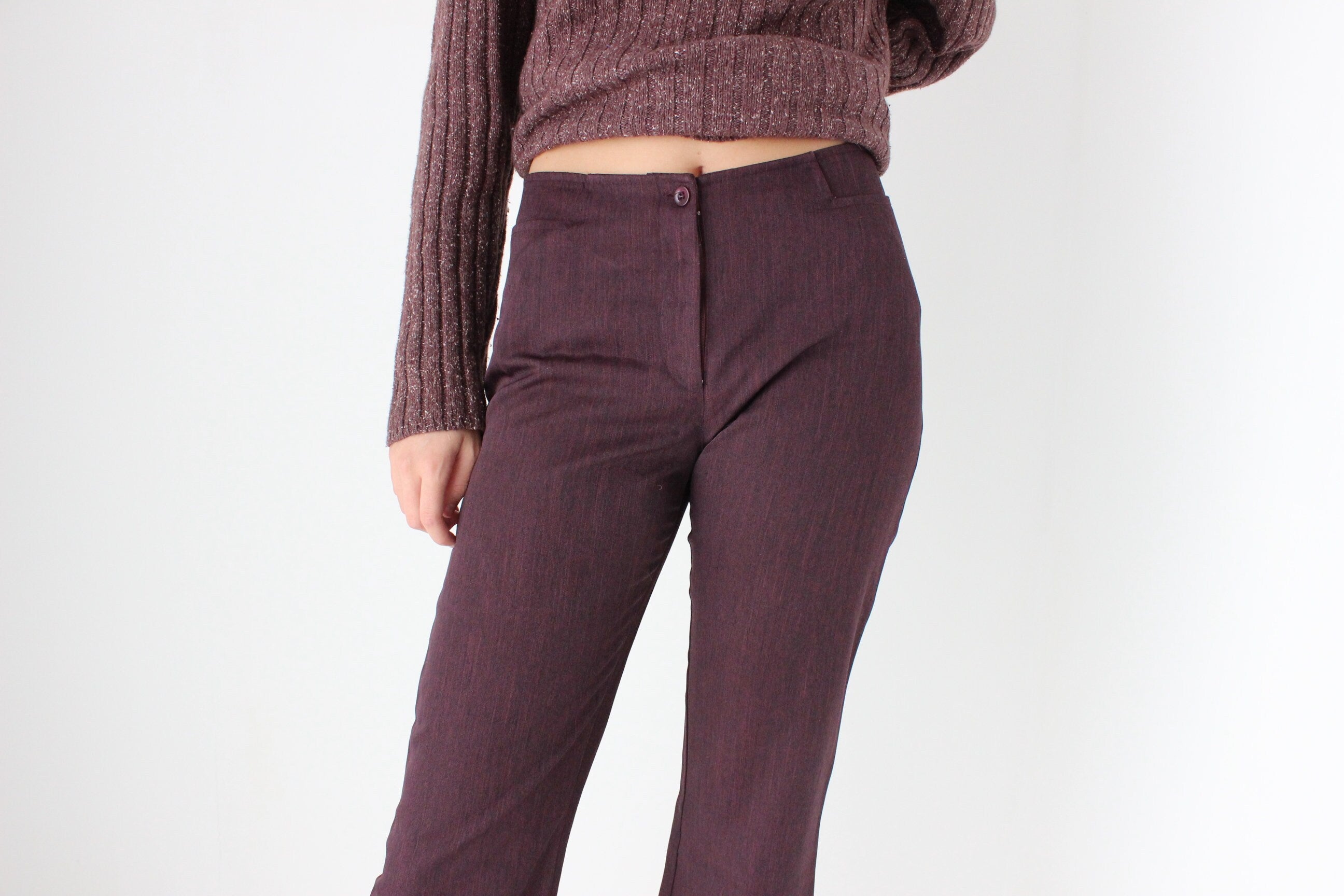 90s Beautifully Fitted Cropped Eggplant Trousers