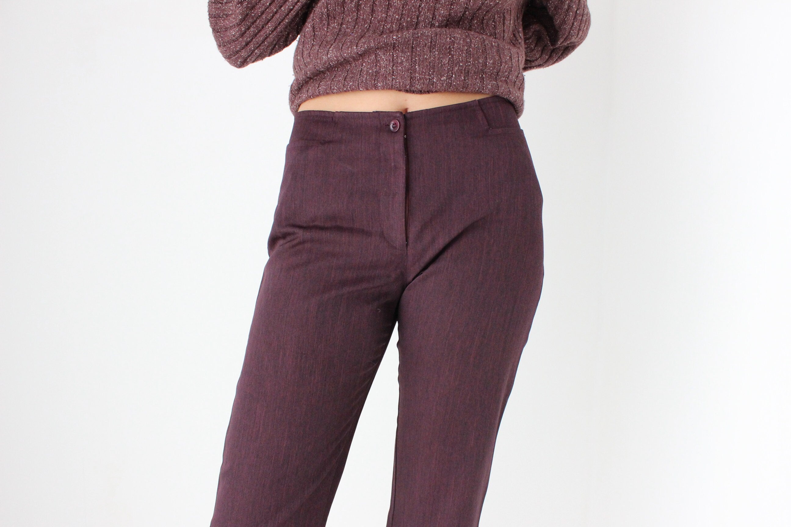 90s Beautifully Fitted Cropped Eggplant Trousers