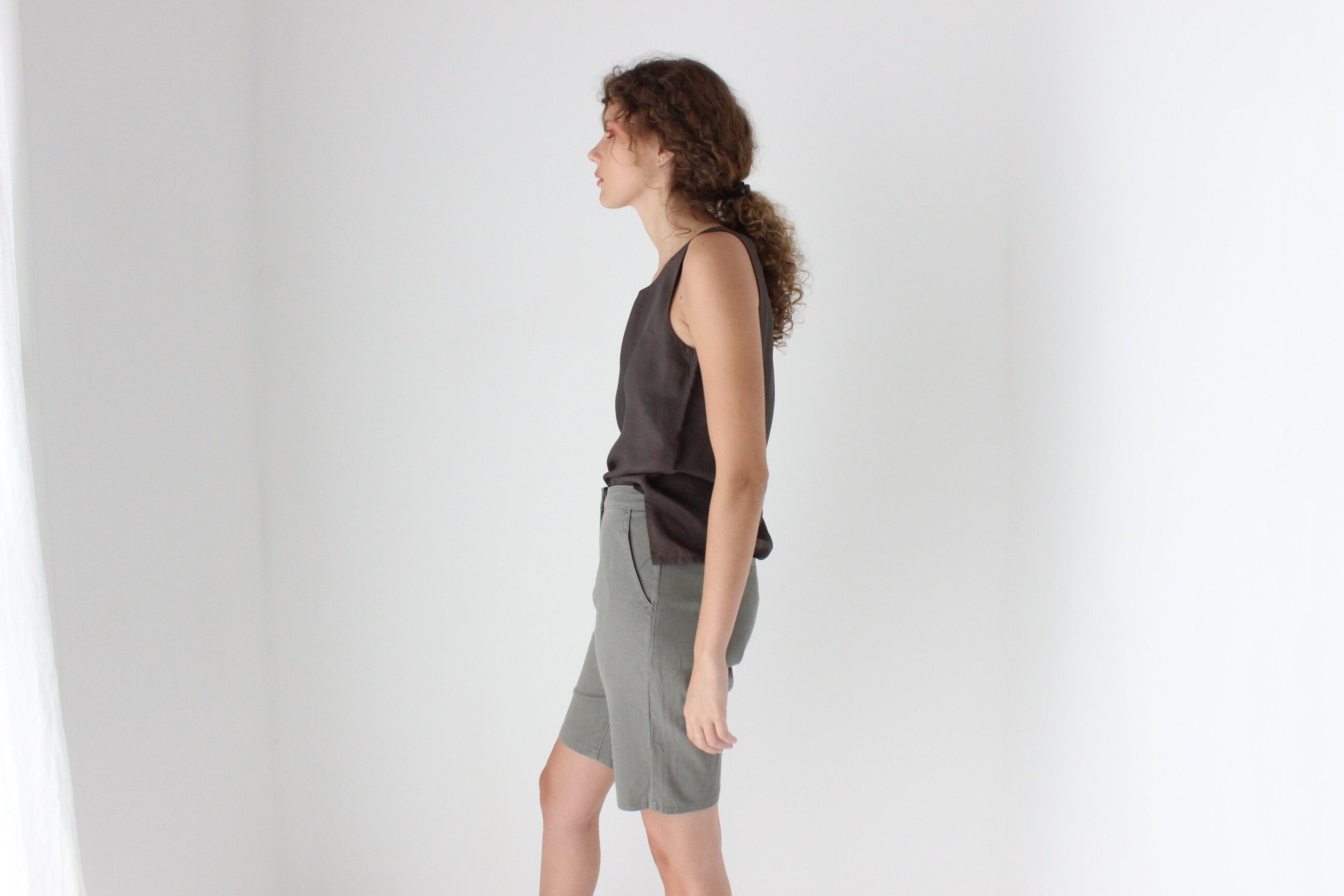 90s Neutral Cotton Knee Length Shorts