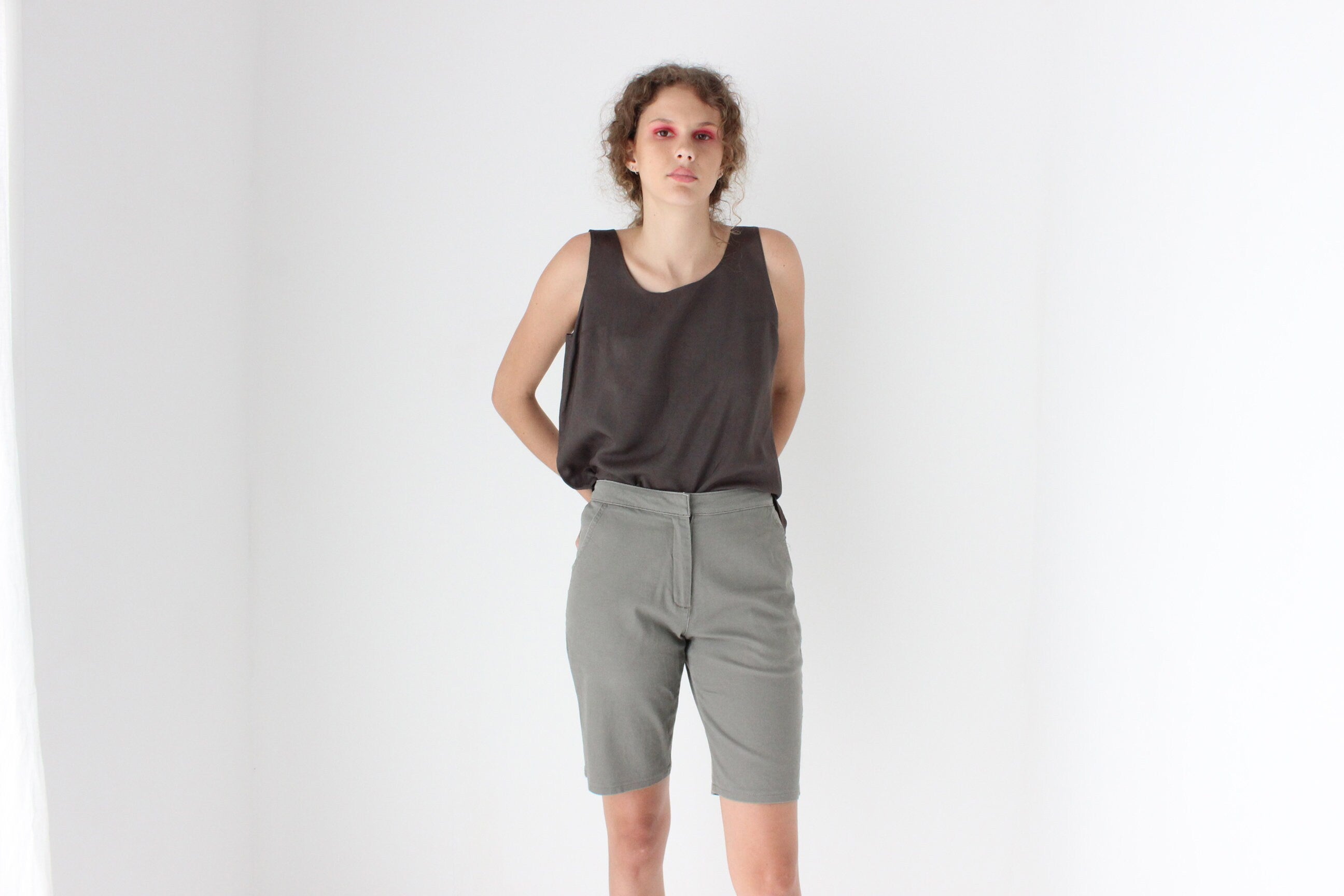 90s Neutral Cotton Knee Length Shorts