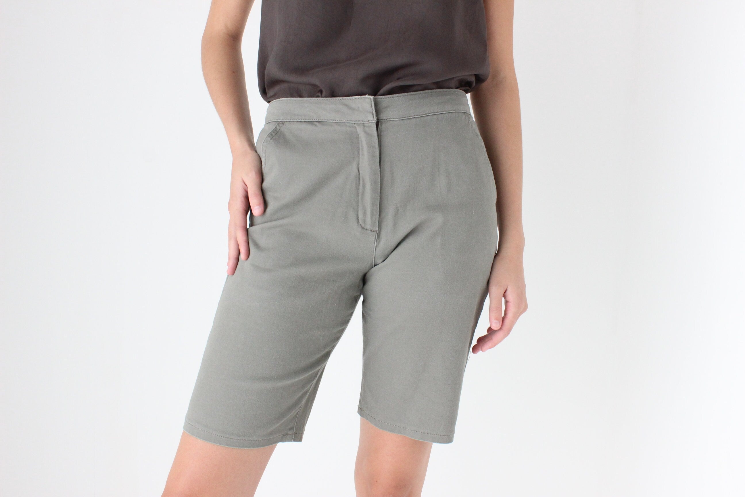 90s Neutral Cotton Knee Length Shorts