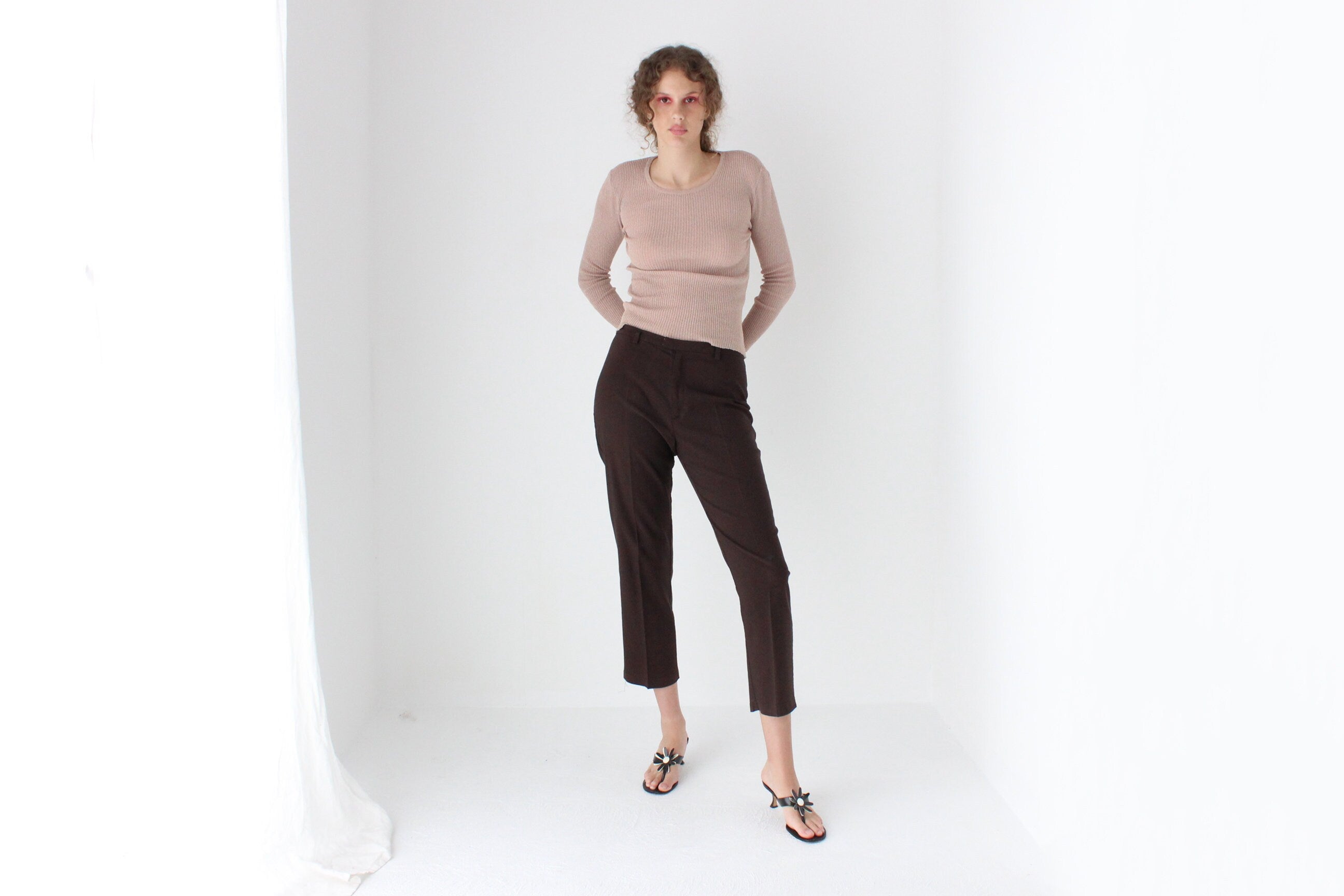 90s Fitted Cropped Chocolate Trousers