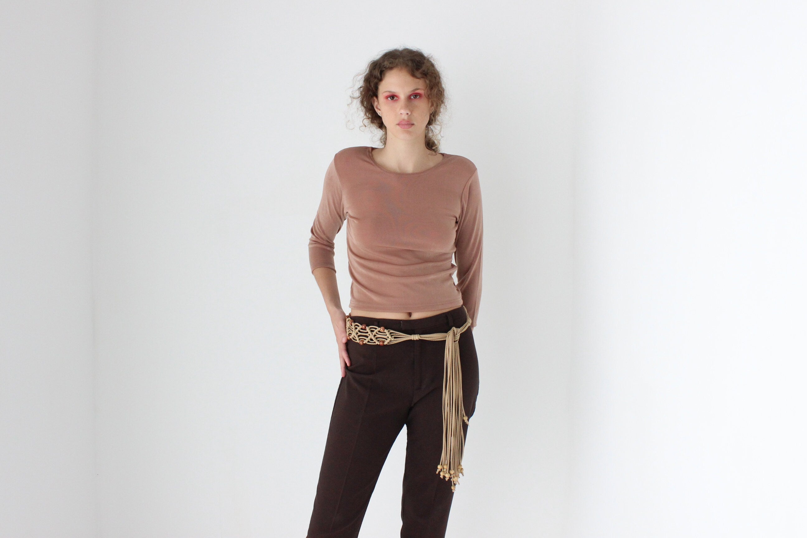 Y2K Braided Vinyl & Beaded Rope Tie Up Belt
