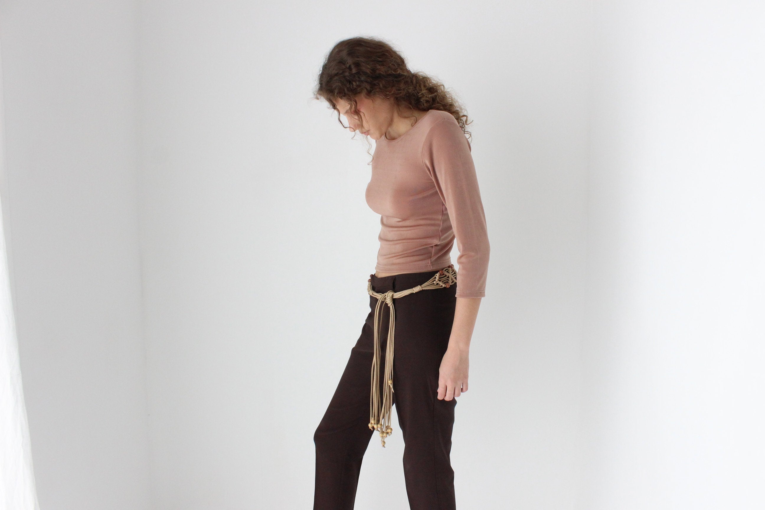Y2K Braided Vinyl & Beaded Rope Tie Up Belt