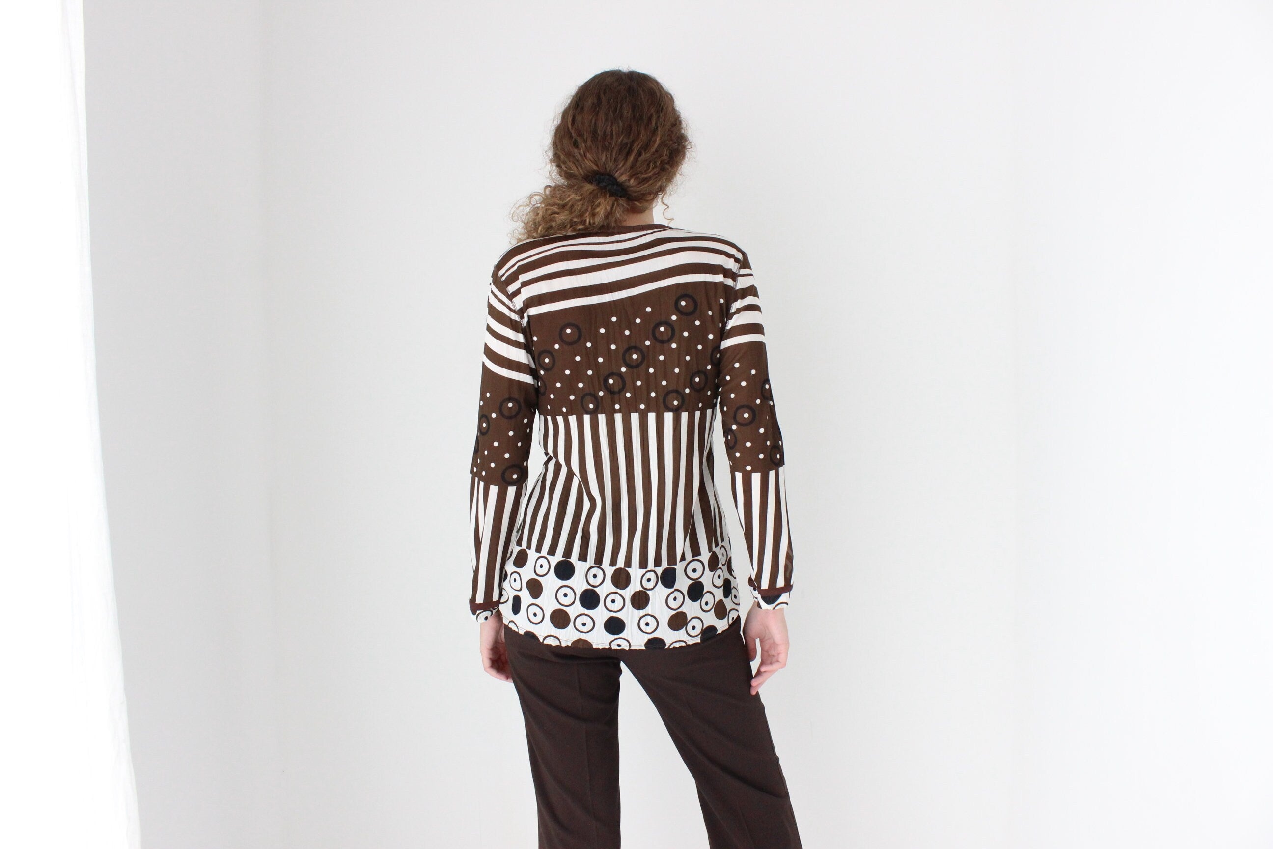 90s Unique Surrealist Abstract Mesh Top