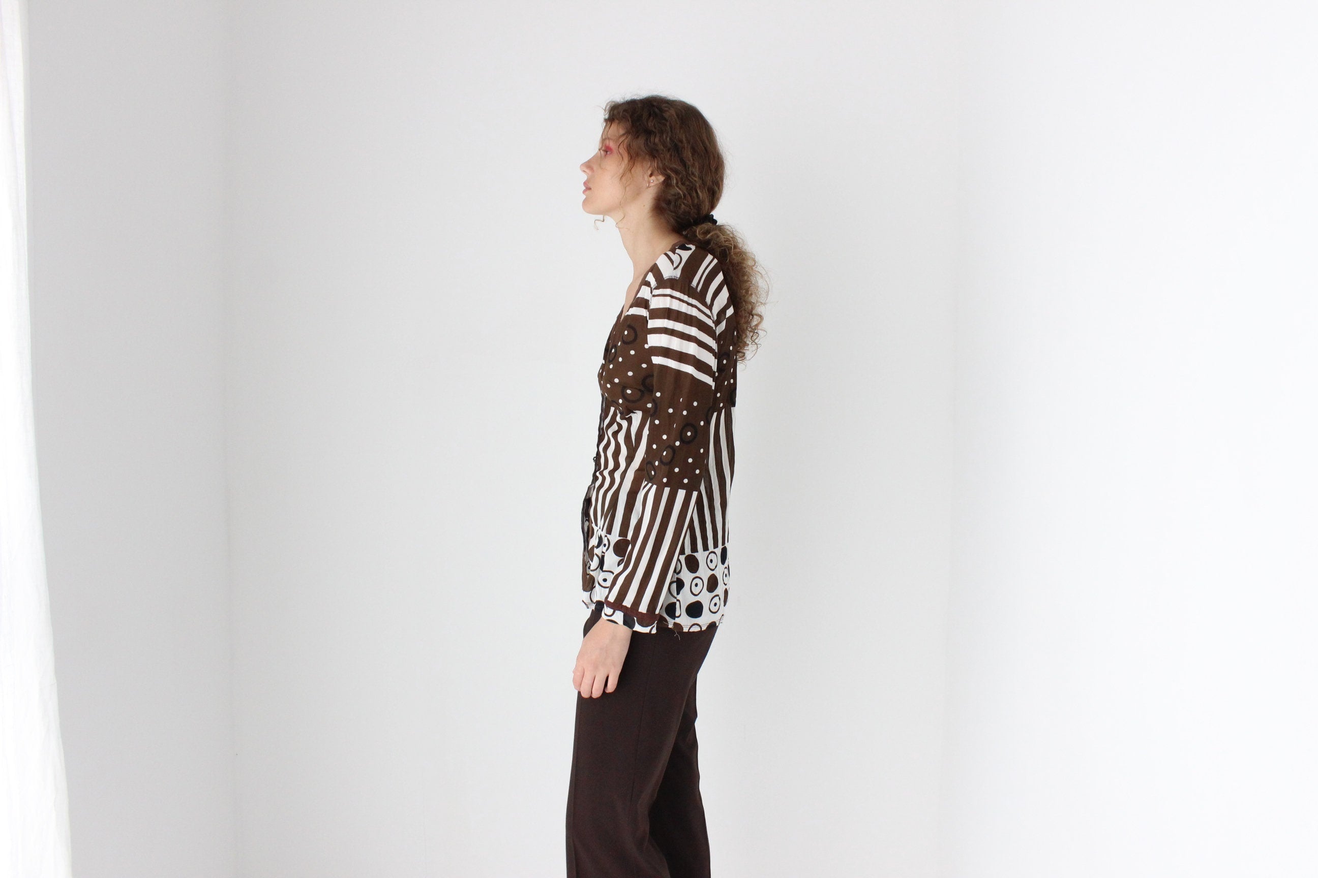 90s Unique Surrealist Abstract Mesh Top