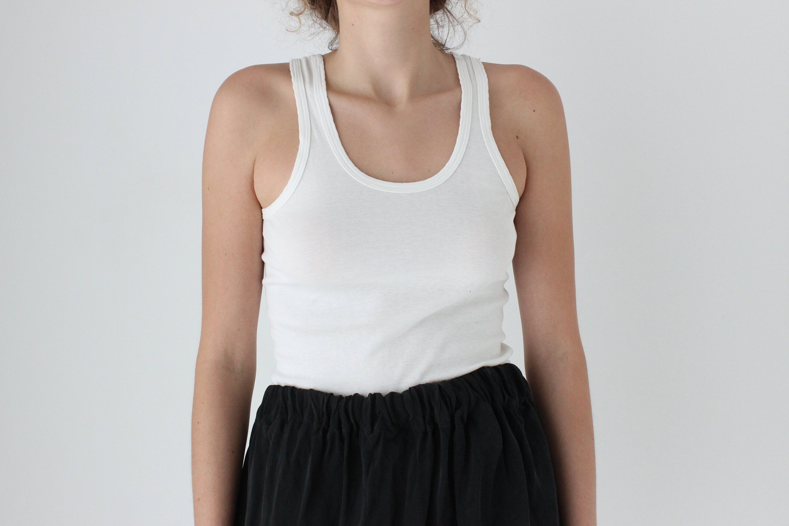 90s Thin Cotton Staple Minimal White Tank Top