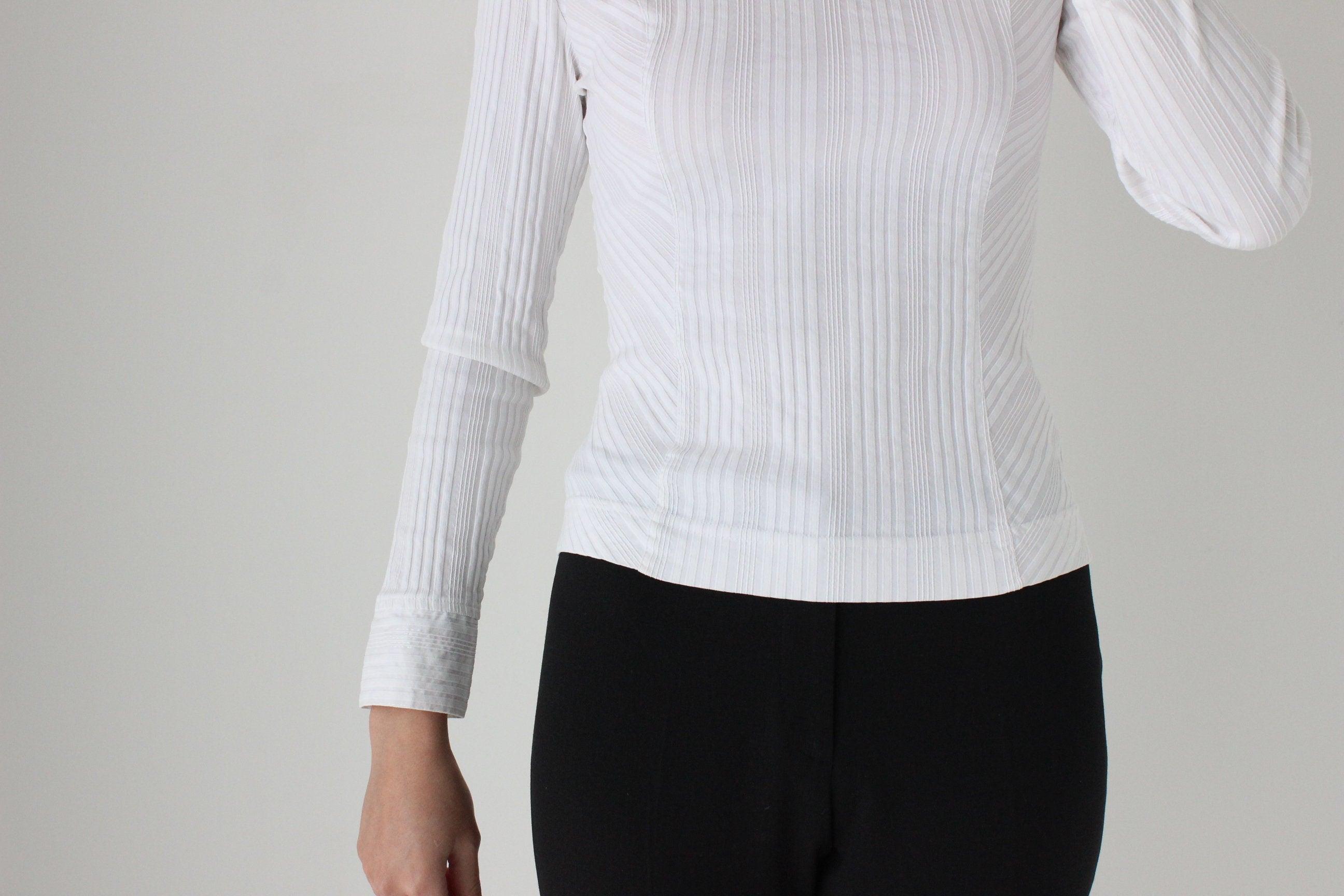 Y2K Stretch Textured Sexy Fitted Collared Shirt Top