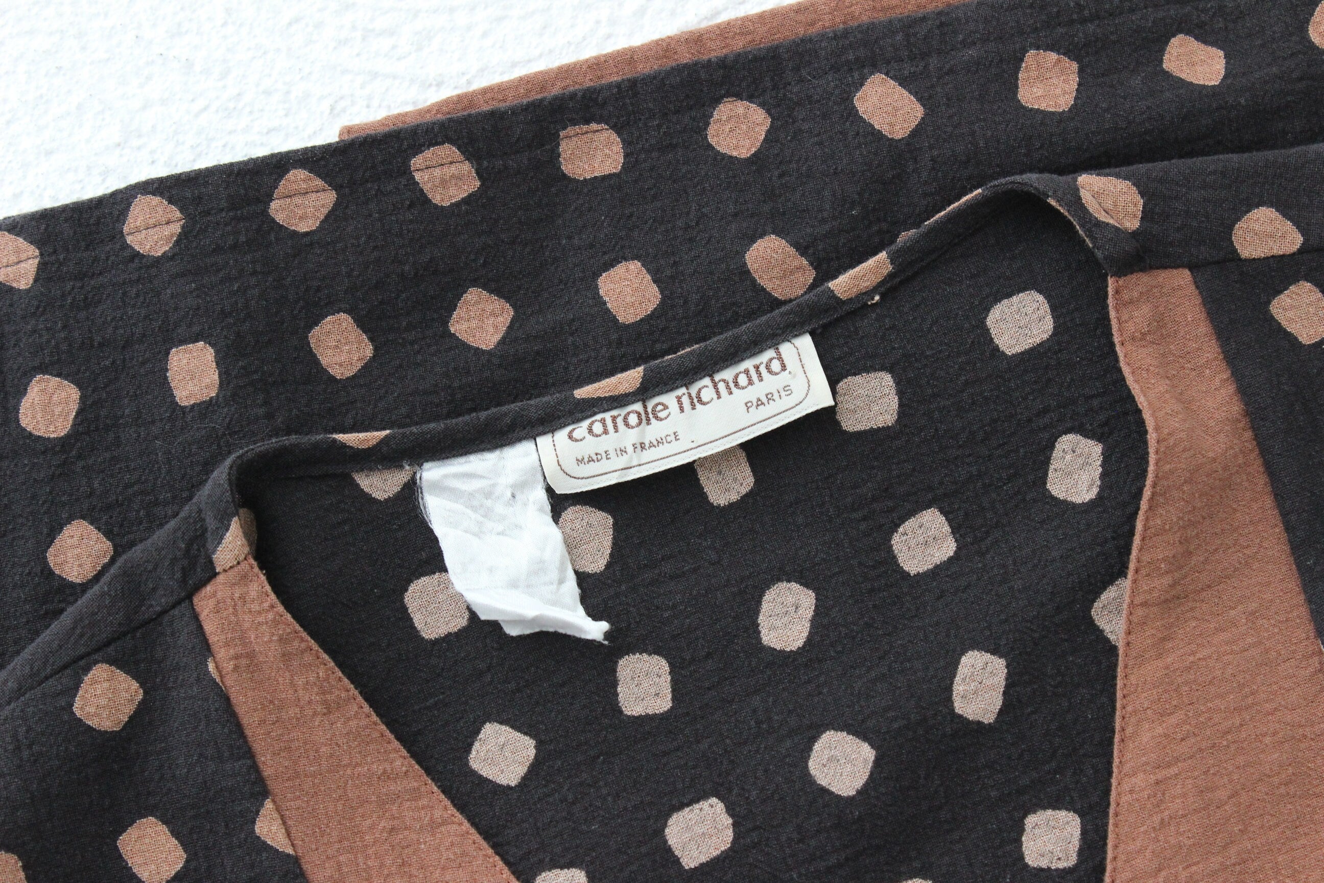 90s French Vintage Cotton Polka Dot Crop Top