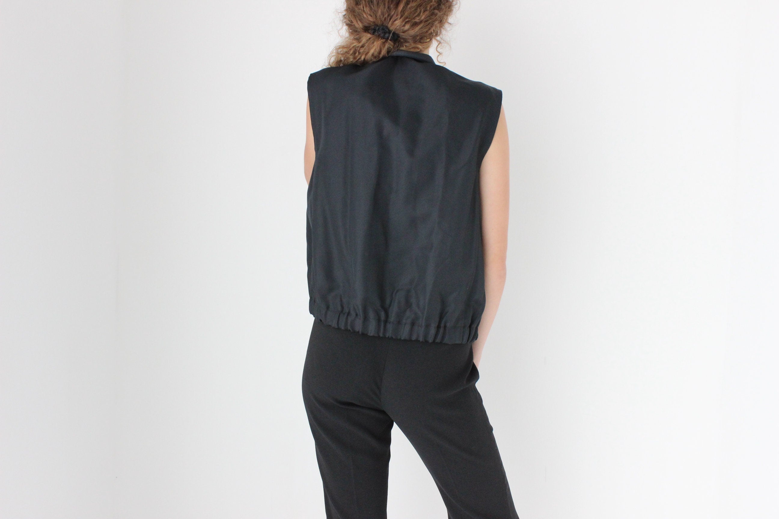 90s Unusual Business/Casual Button Front Waistcoat Top