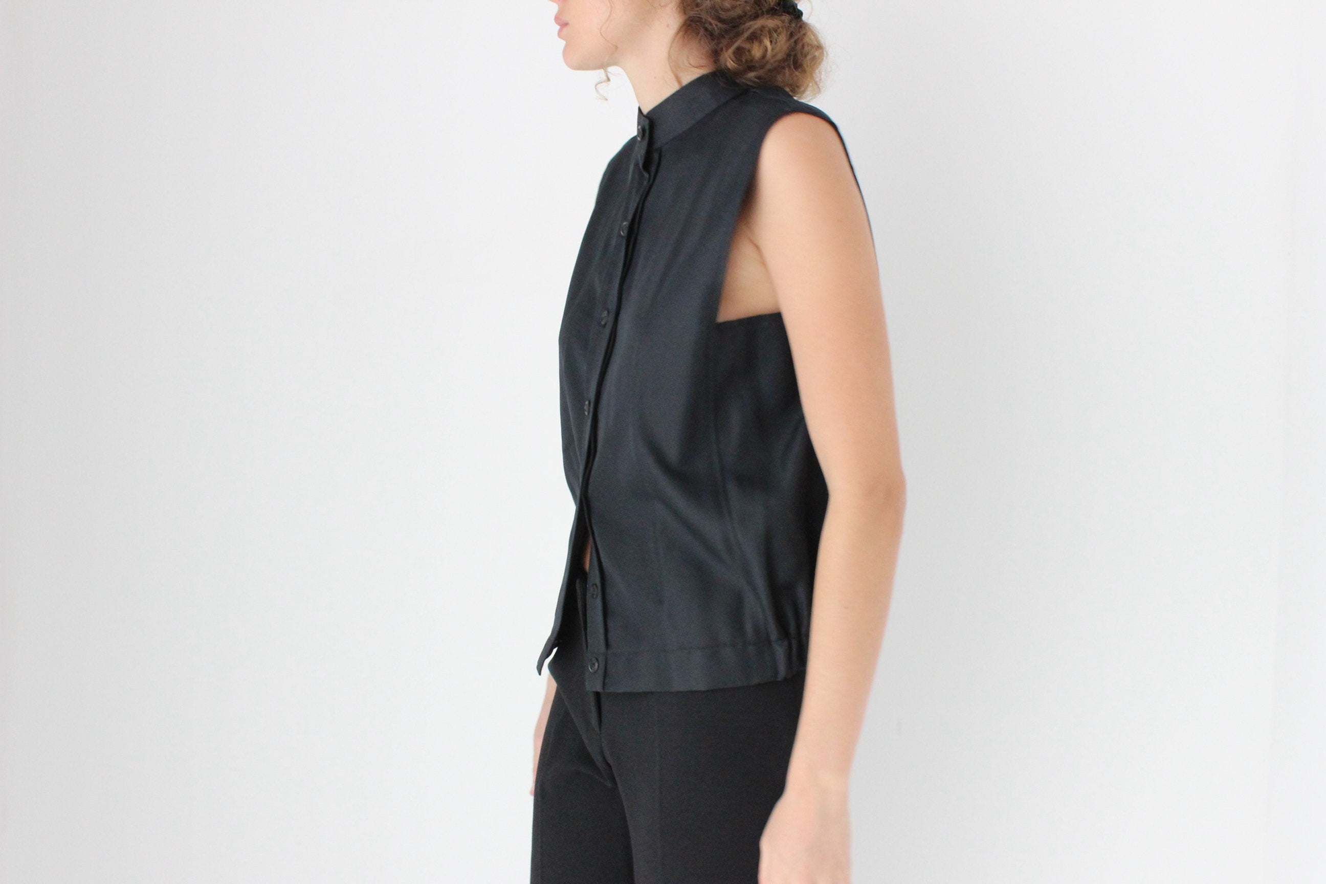 90s Unusual Business/Casual Button Front Waistcoat Top