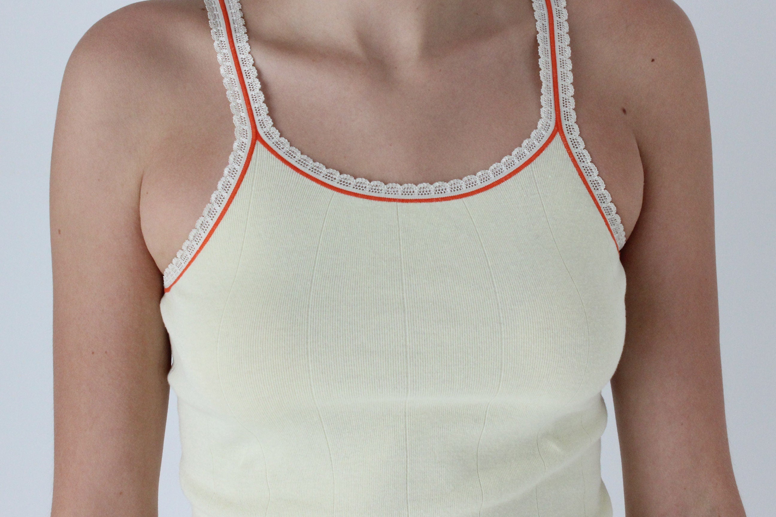 90s Stretch Cotton Pale Yellow Target Tank