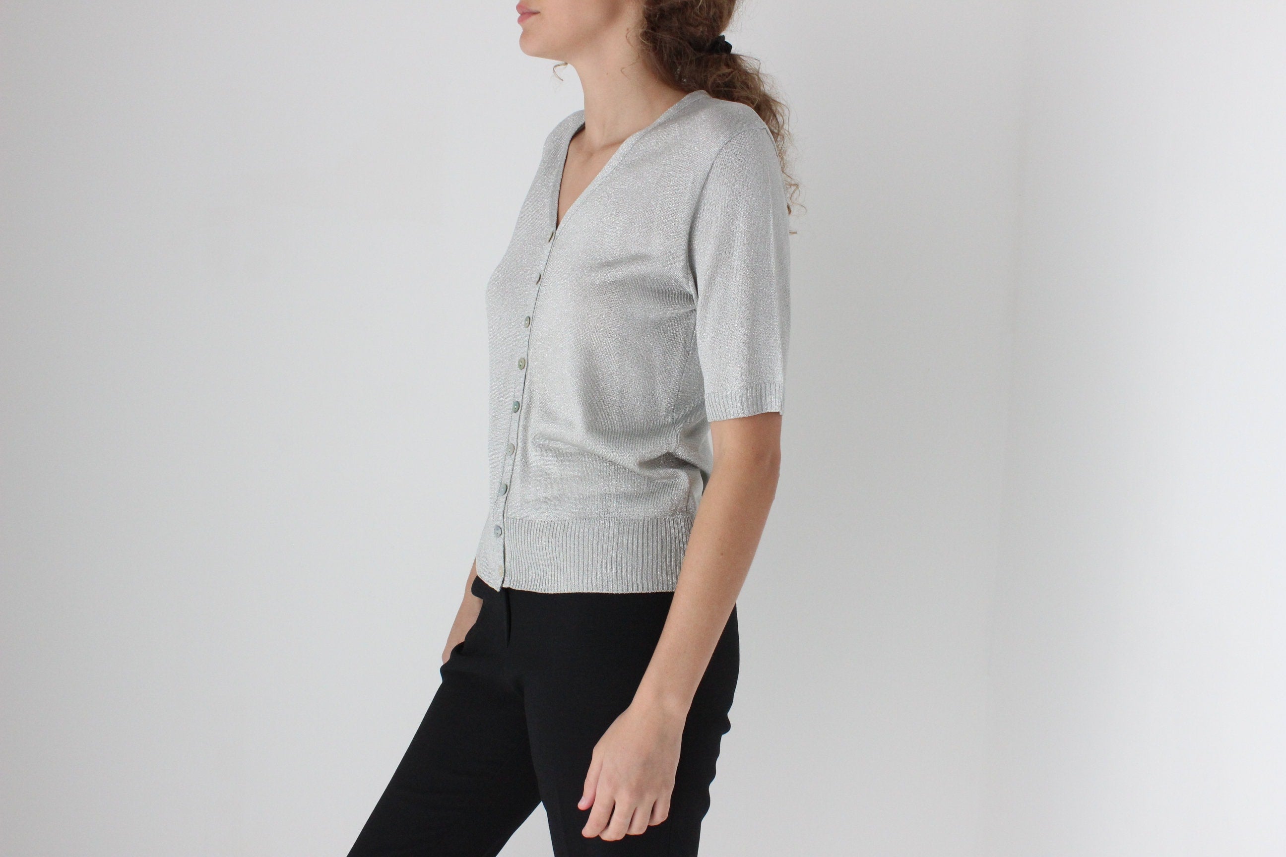 90s Italian Made Lurex Knit Top by Bariba