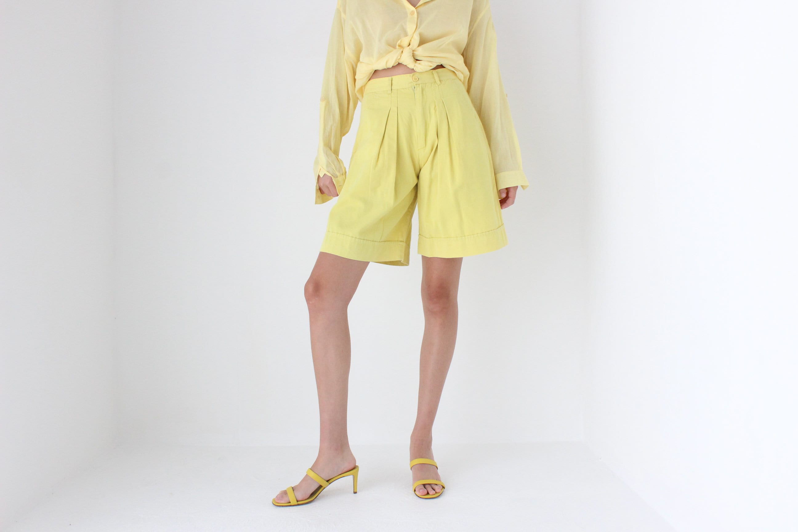 Premium Designer Mansur Gavriel Minimal Yellow Open Toe Heels ~ Euro 40