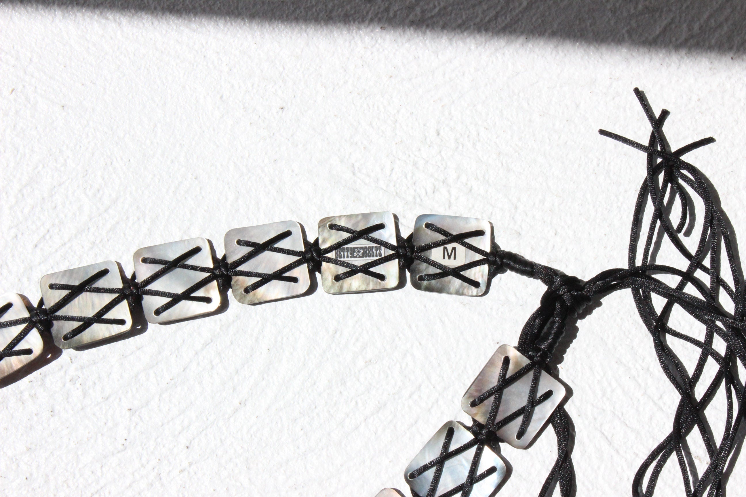 90s Mother of Pearl Shell Tie Up Belt