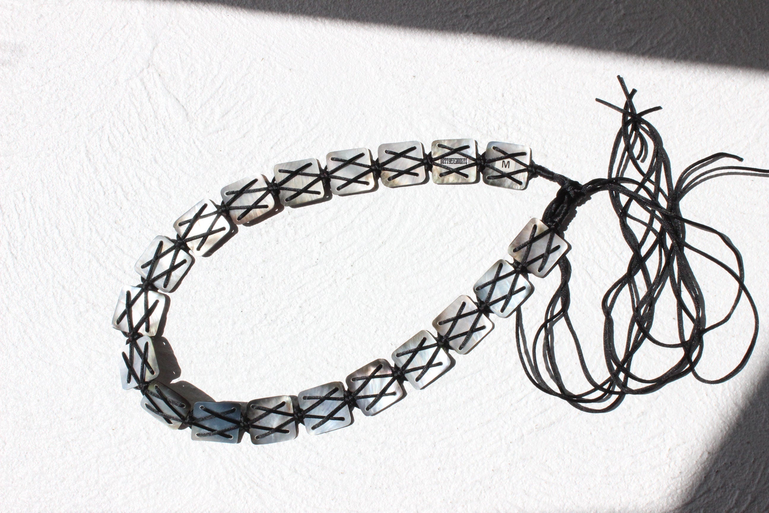 90s Mother of Pearl Shell Tie Up Belt