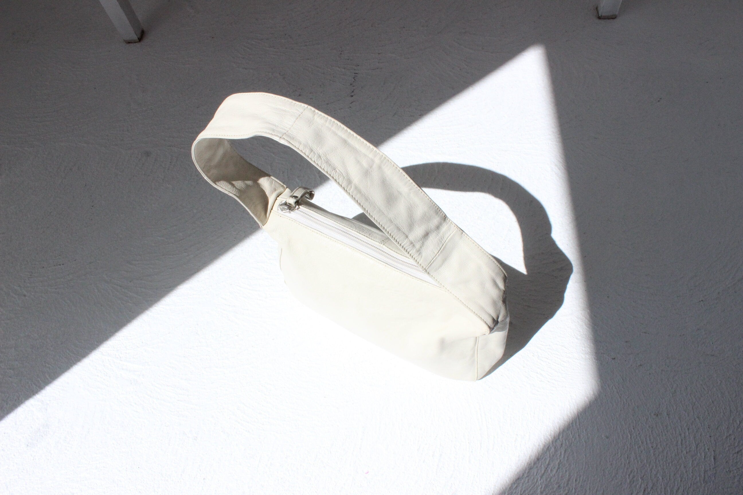 Y2K Minimal White Leather Rectangular Handbag