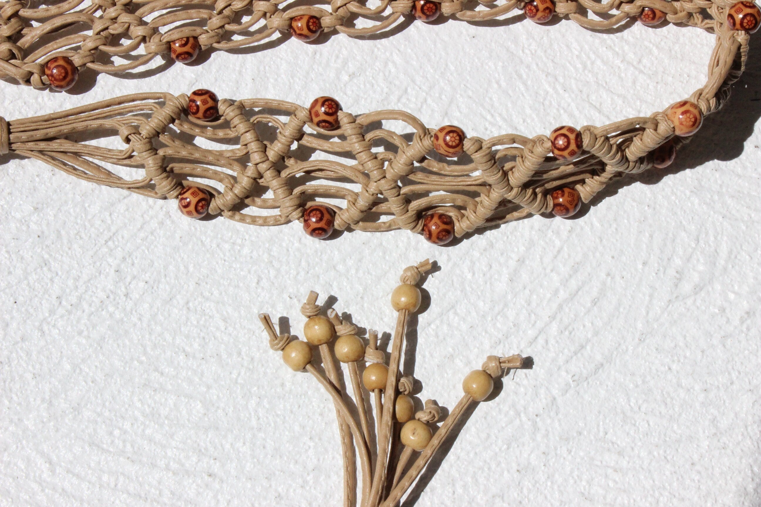 Y2K Braided Vinyl & Beaded Rope Tie Up Belt