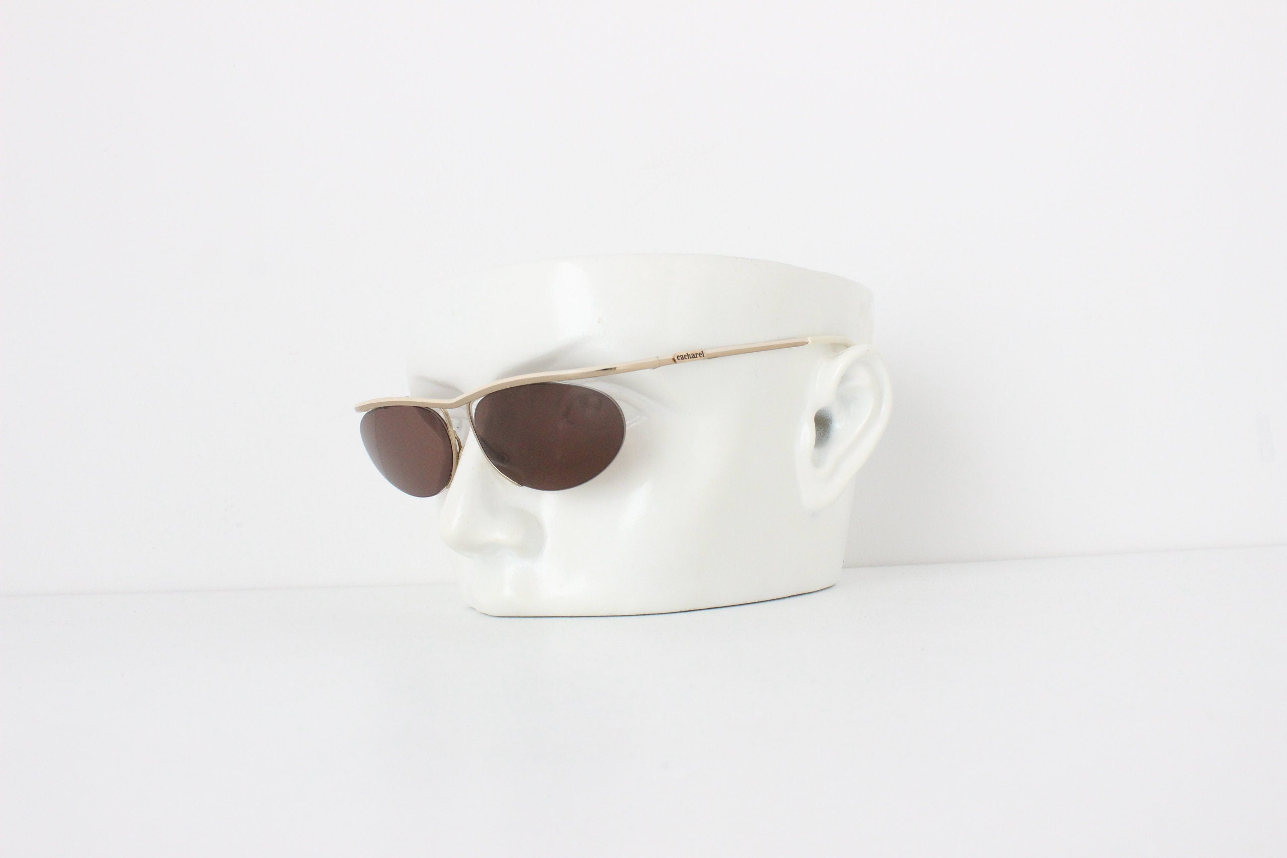 1980s Cacharel France Matte Gold Sunglasses