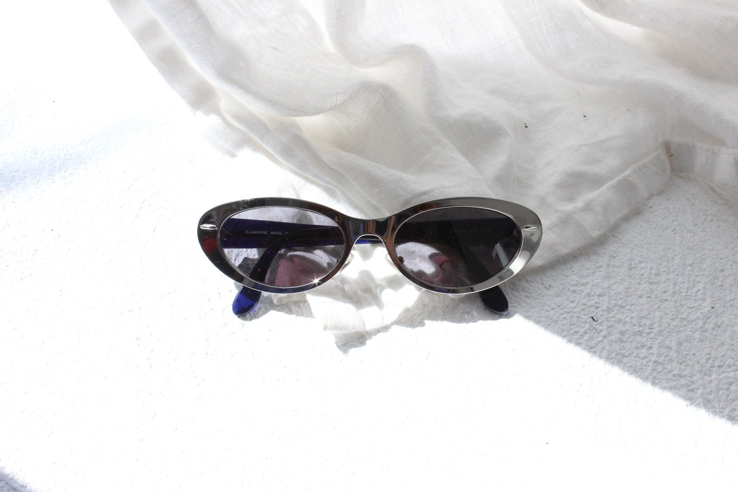 90s Blumarine Italy Silver Metal Sunglasses
