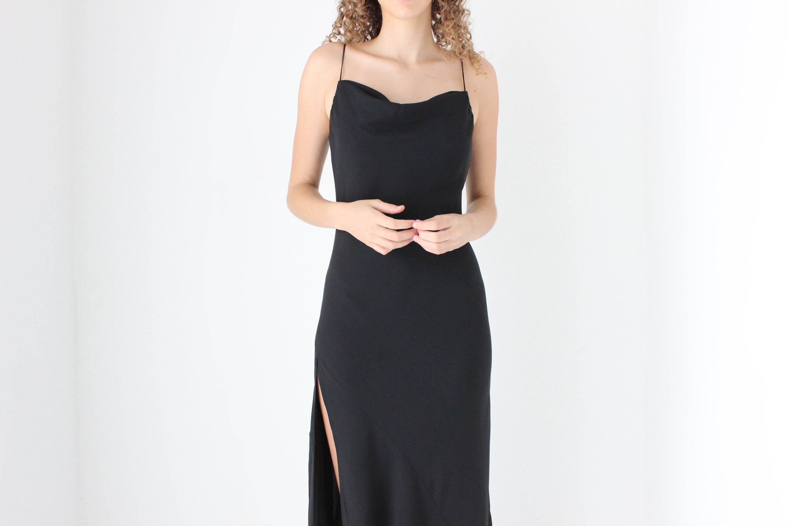 90s Femme Fatale Spaghetti Strap Cocktail Gown
