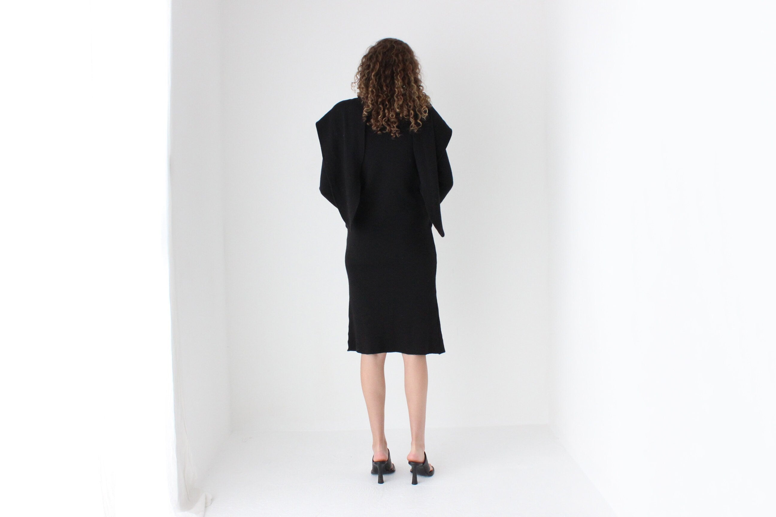 80s Pure Wool Knit Multi-Way Convertible Tie Sweater Dress