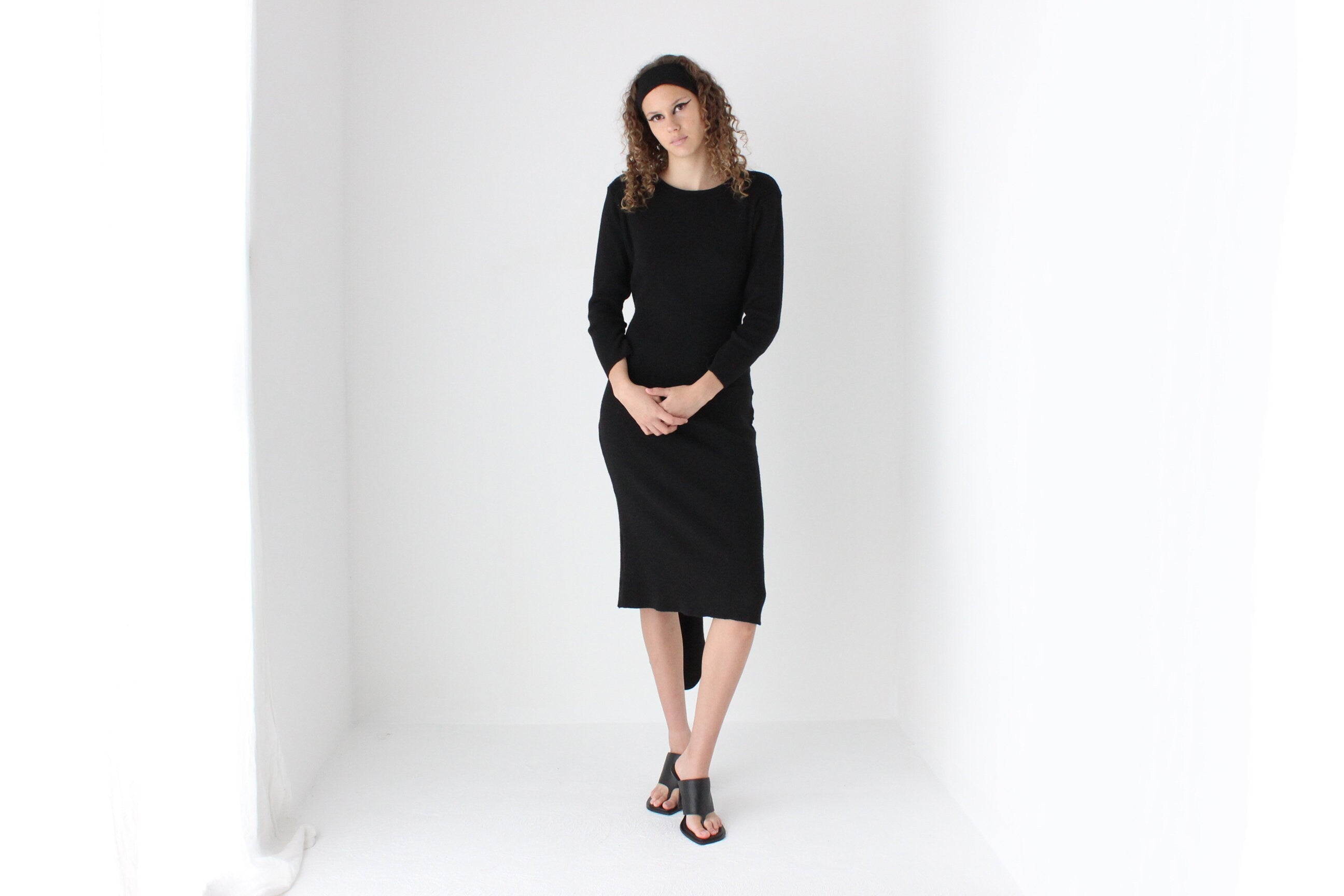 80s Pure Wool Knit Multi-Way Convertible Tie Sweater Dress