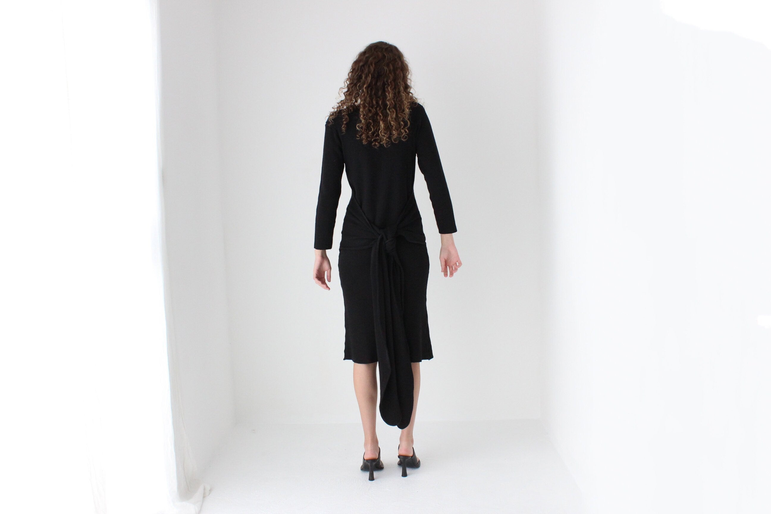 80s Pure Wool Knit Multi-Way Convertible Tie Sweater Dress
