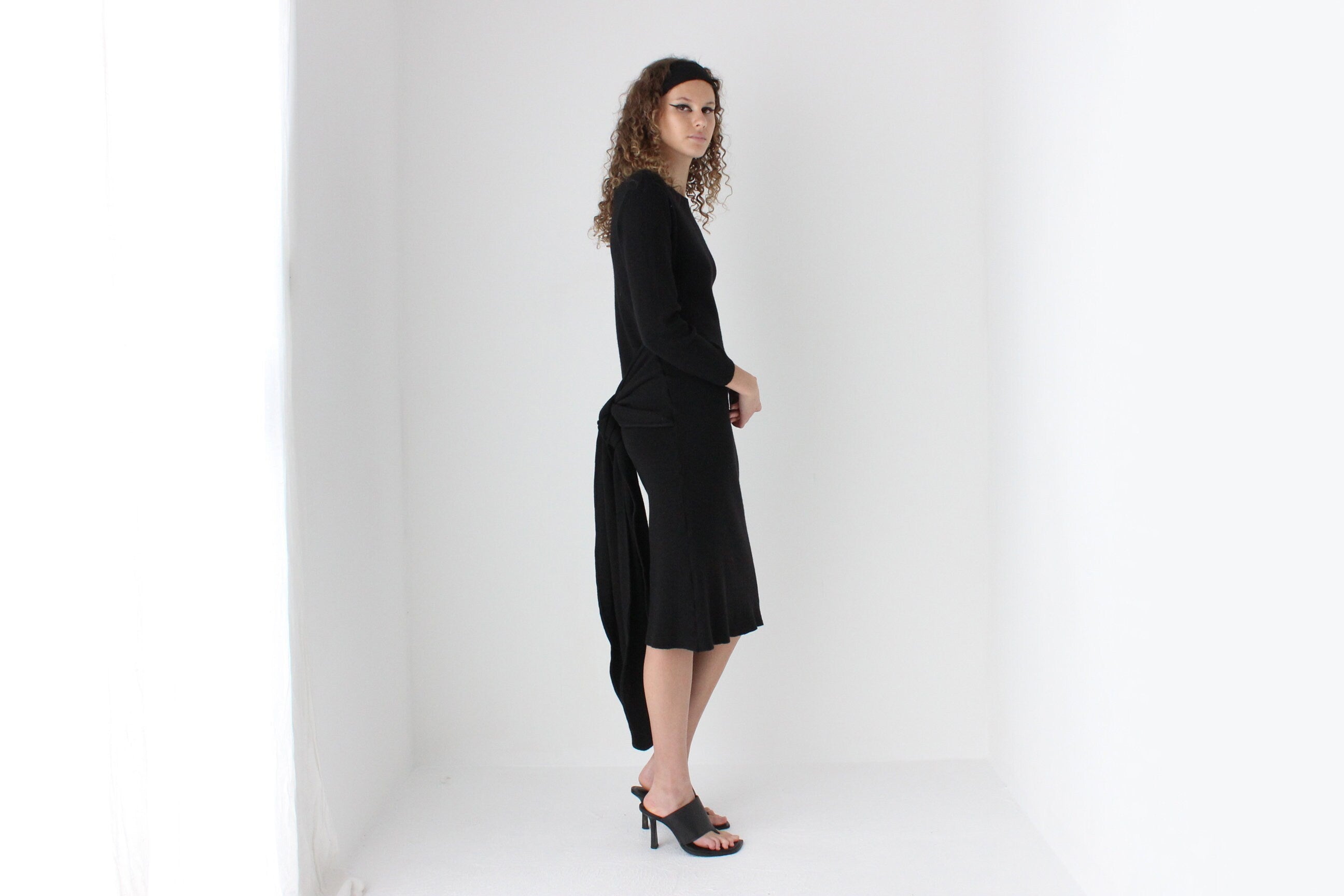 80s Pure Wool Knit Multi-Way Convertible Tie Sweater Dress