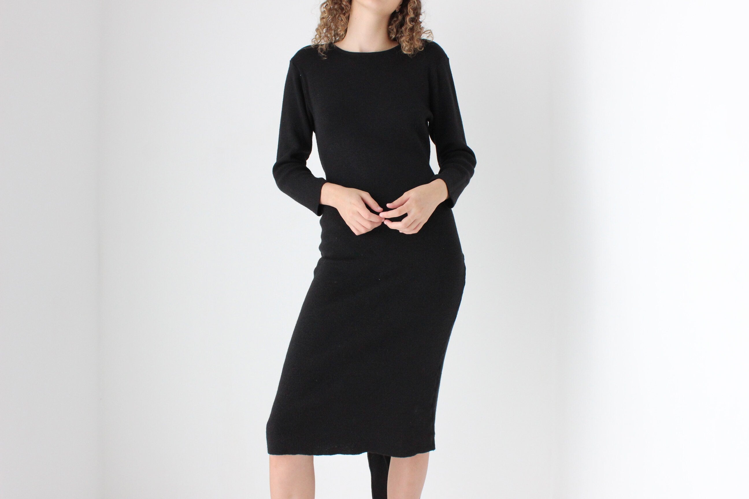 80s Pure Wool Knit Multi-Way Convertible Tie Sweater Dress