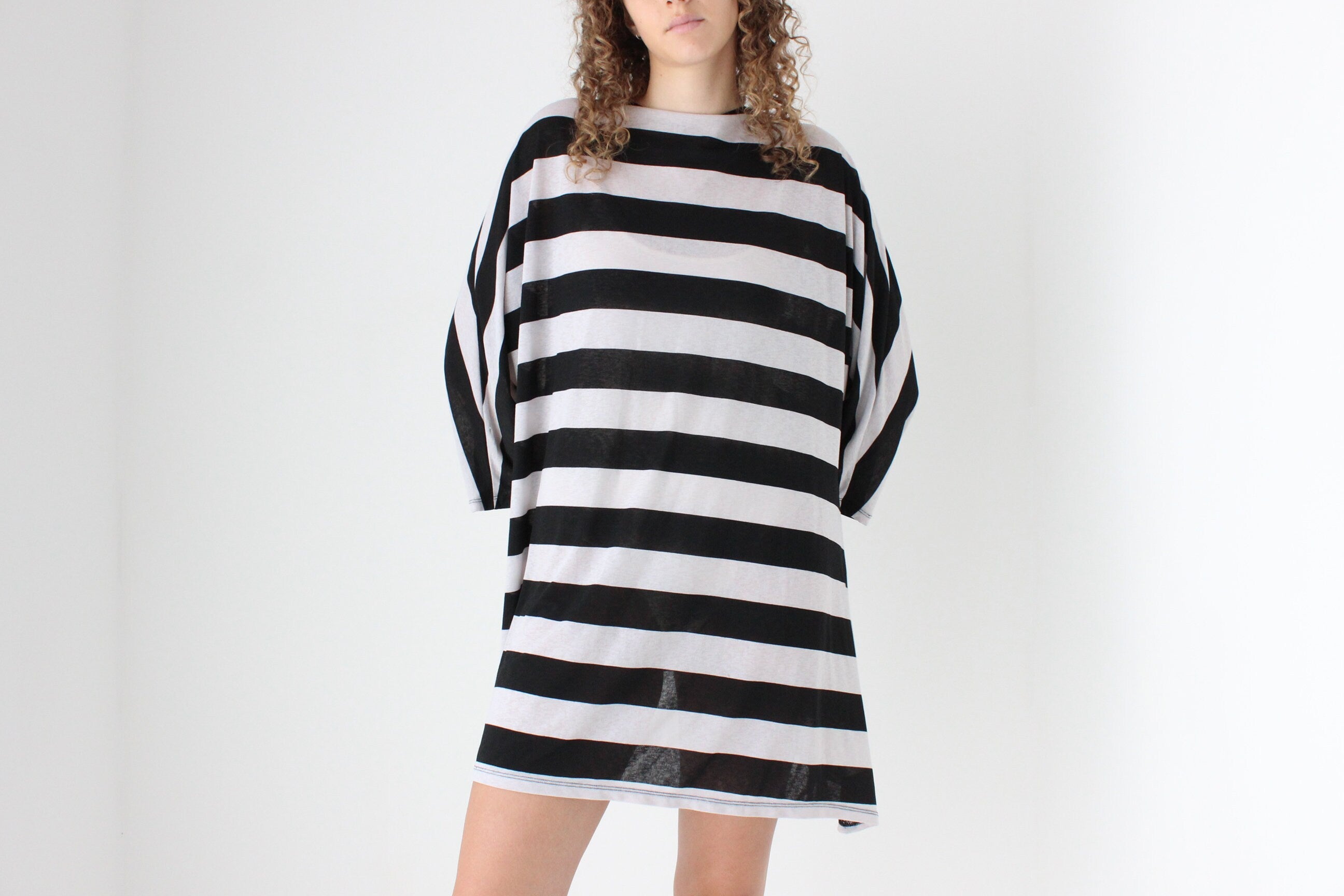 2000s Bold Stripe Mesh Tee Dress