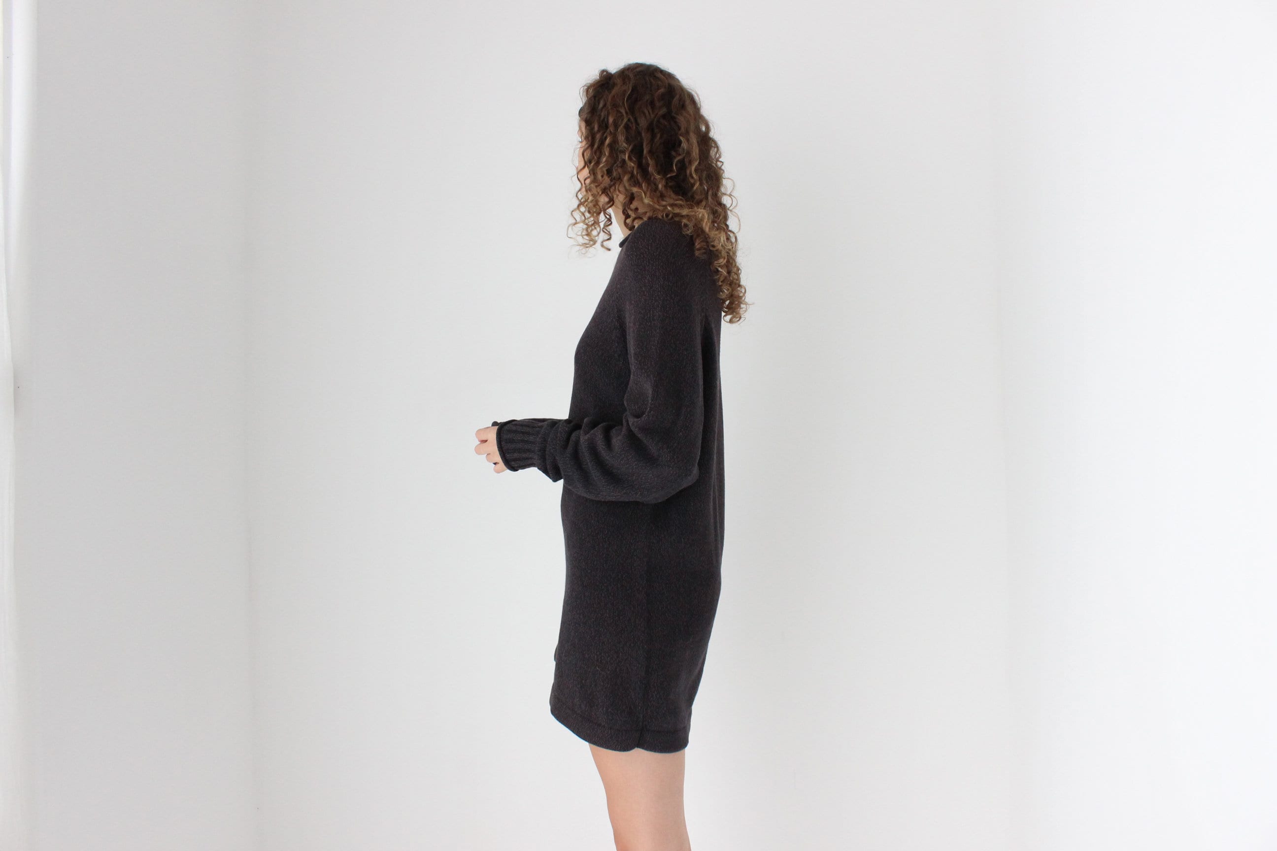 Essential 90s Charcoal Cotton Sweater Dress