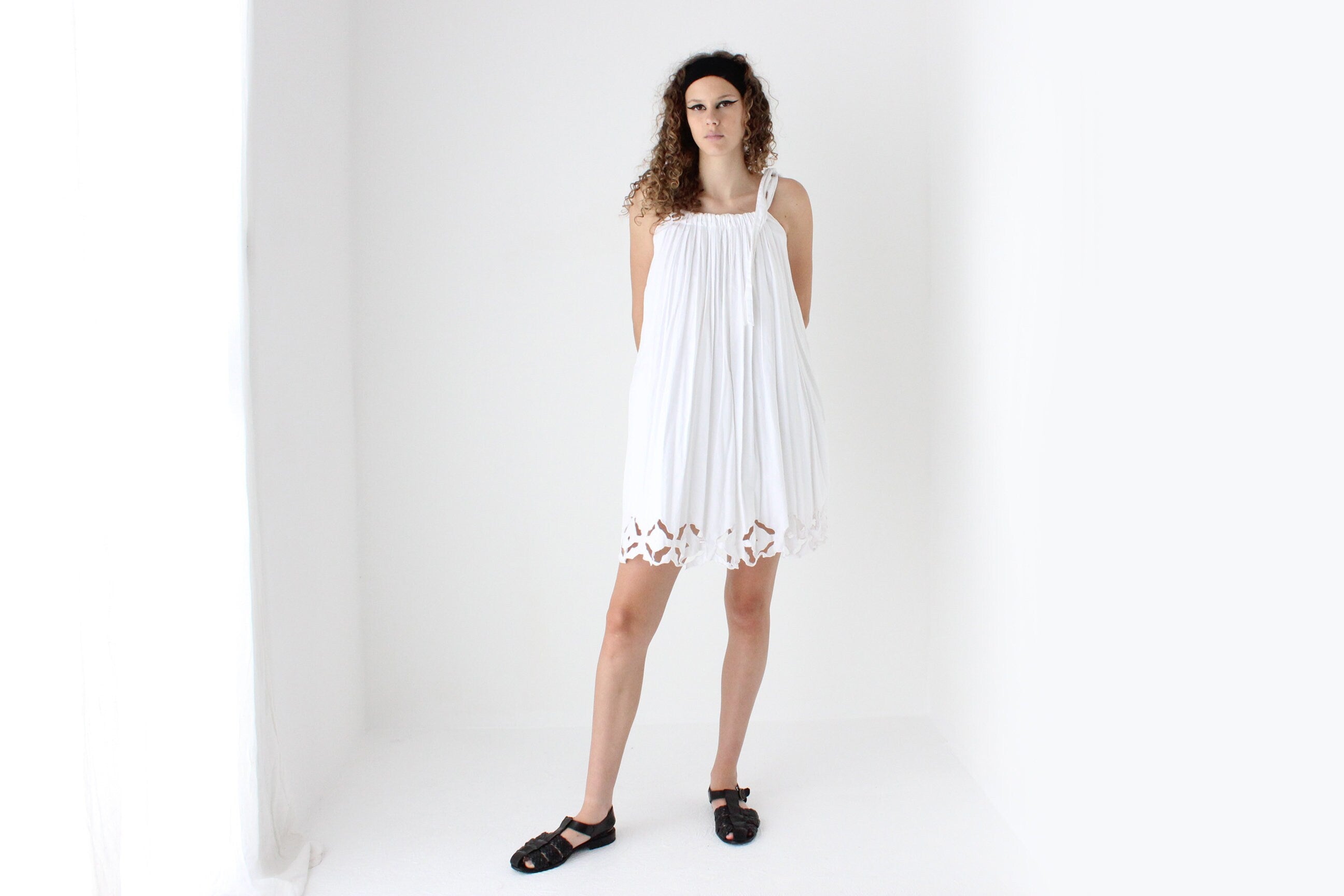 90s Cotton 'Paper Cut Out' Voluminous Trapeze Mini