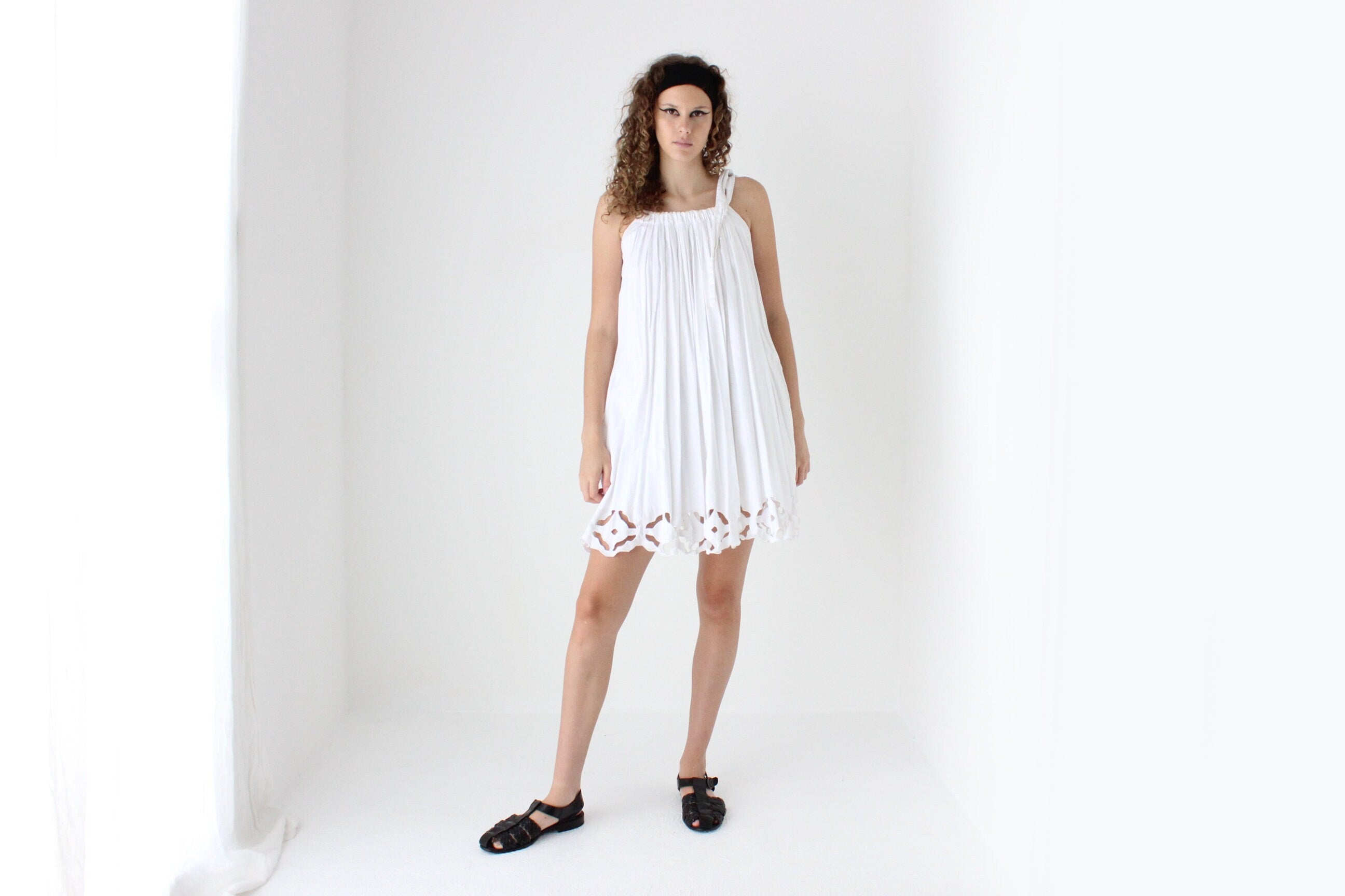 90s Cotton 'Paper Cut Out' Voluminous Trapeze Mini