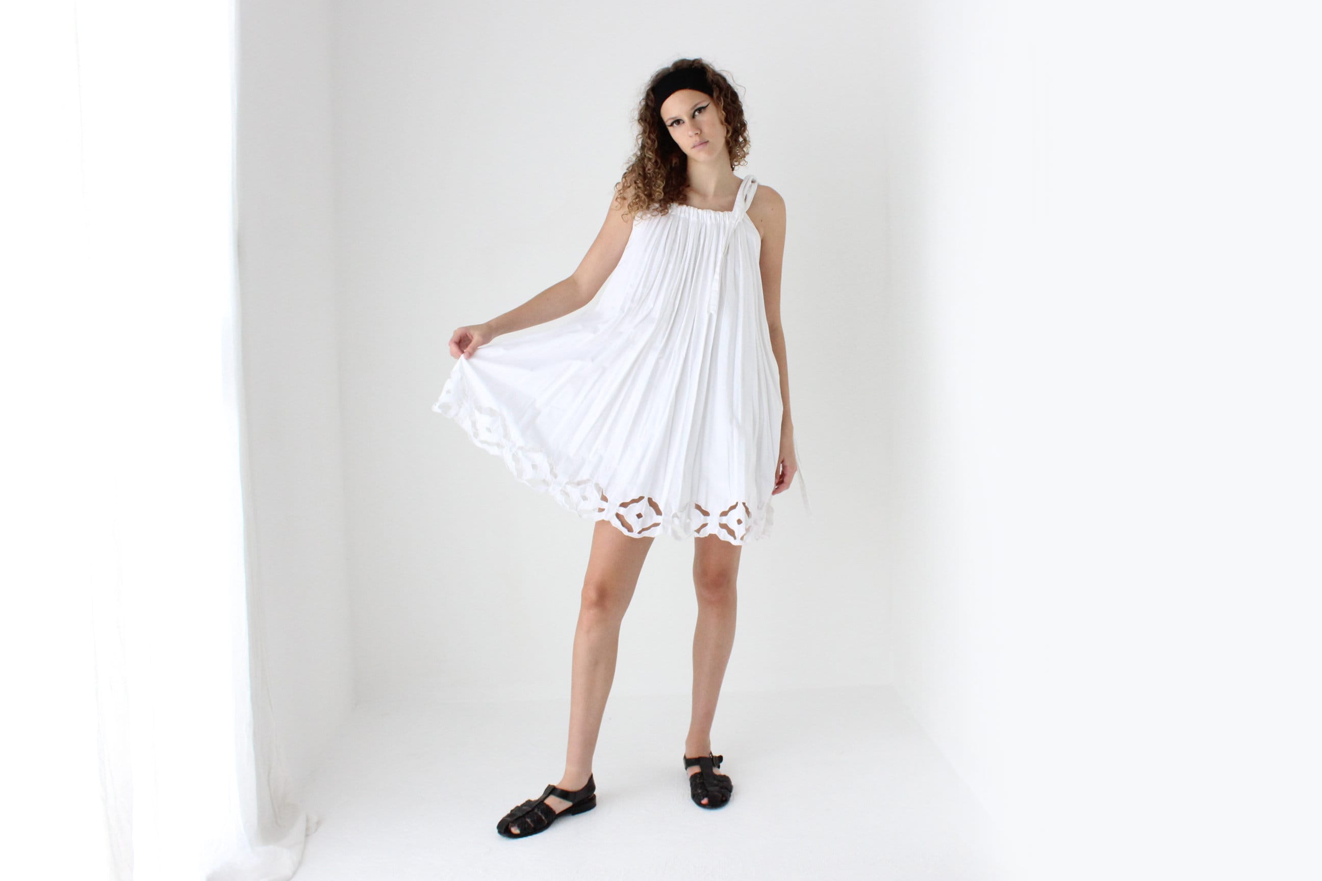 90s Cotton 'Paper Cut Out' Voluminous Trapeze Mini