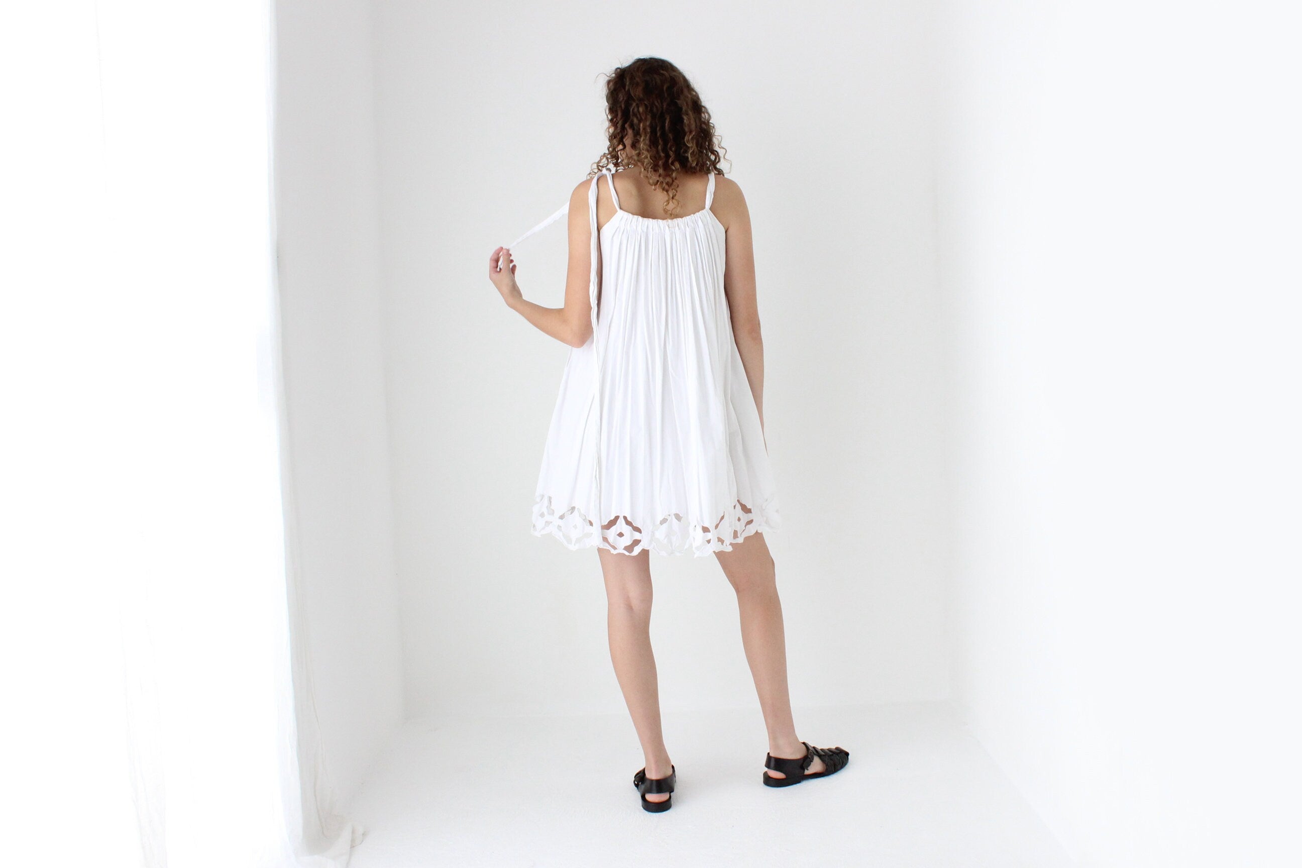 90s Cotton 'Paper Cut Out' Voluminous Trapeze Mini