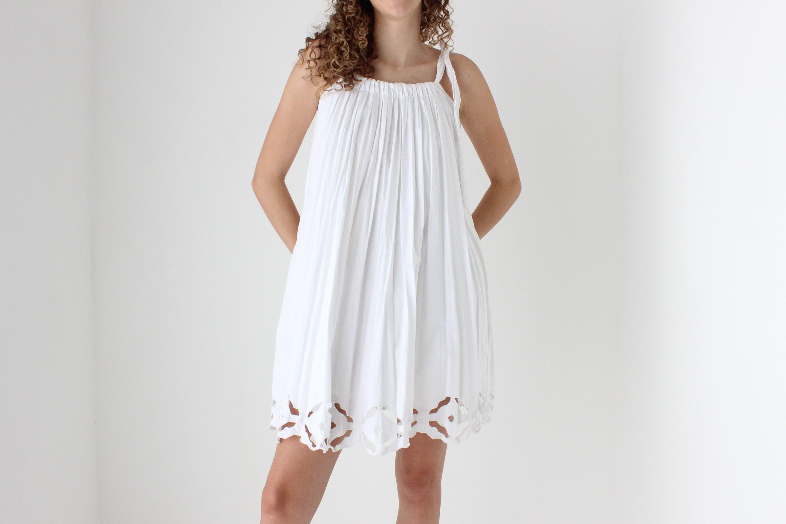 90s Cotton 'Paper Cut Out' Voluminous Trapeze Mini