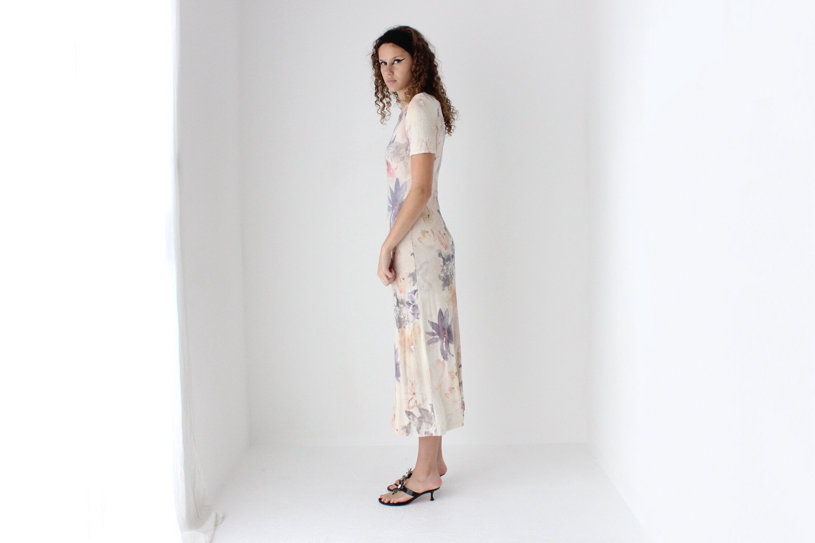 90s Slinky Watercolour Pastel Tee Dress