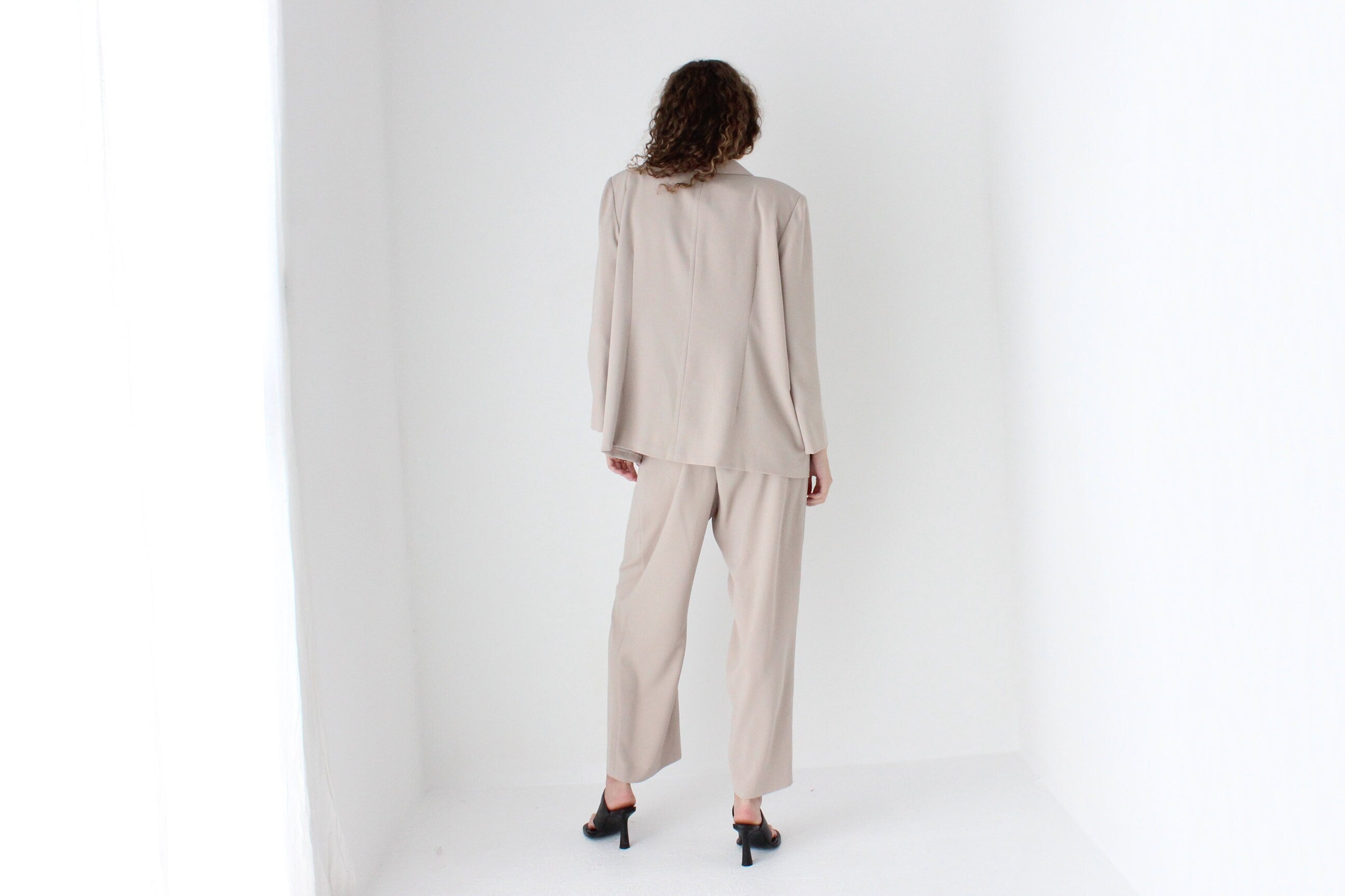 90s Neutral Oversized Boxy Two Piece Pant Suit