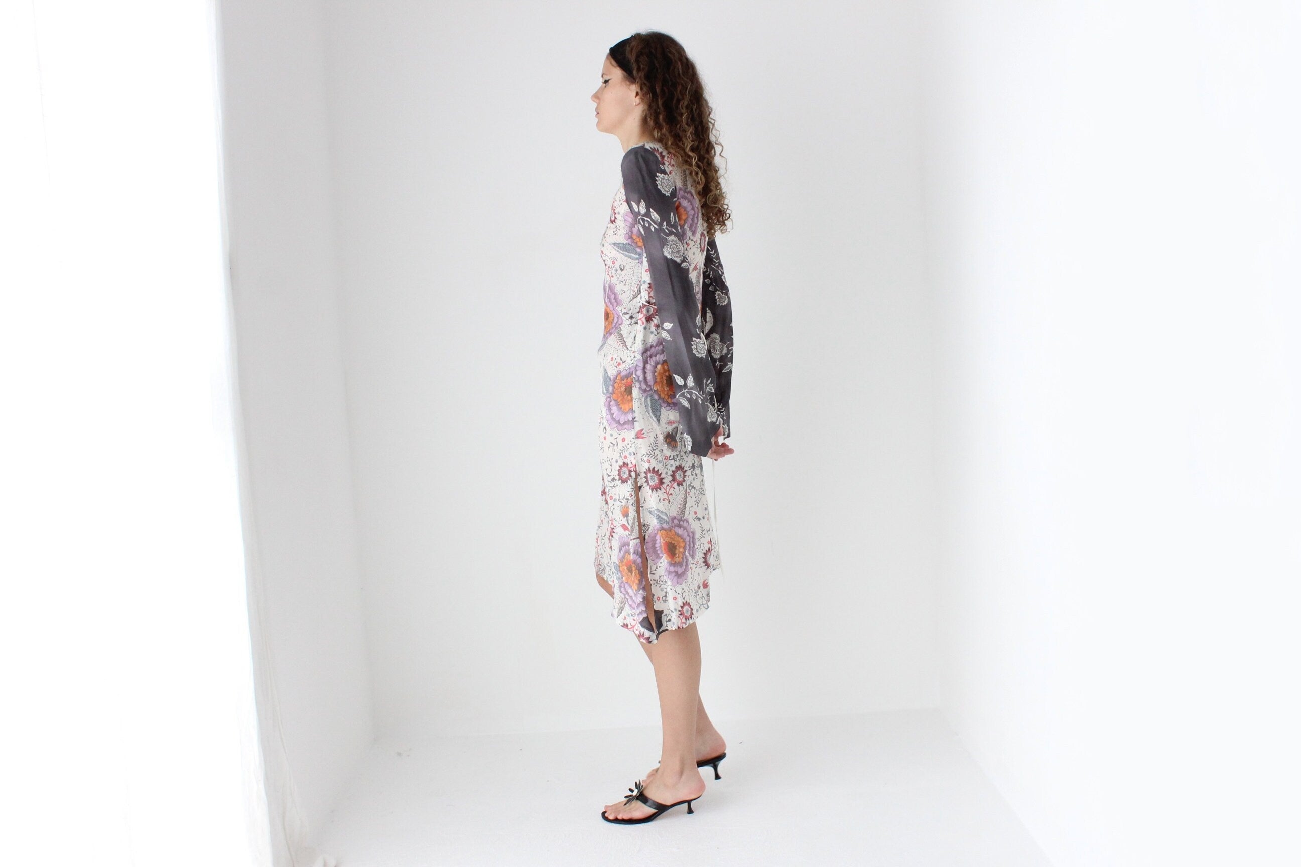 Y2K Hugo Boss Asymmetric Floral Silk Carrie Dress