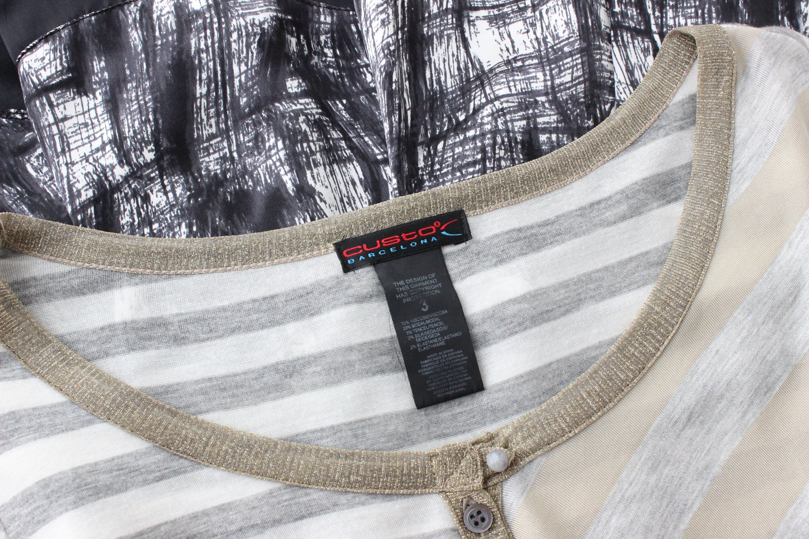 Y2K CUSTO BARCELONA Unusual Striped Pastiche Dress