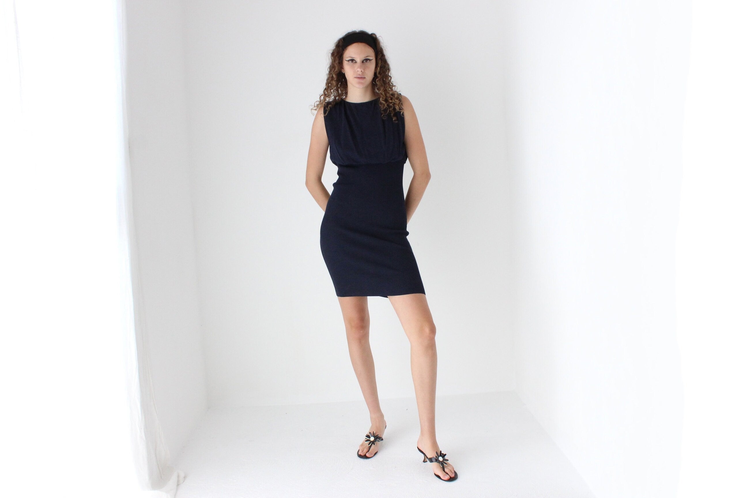 90s Moschino Textured Stretch Knit Mini Dress