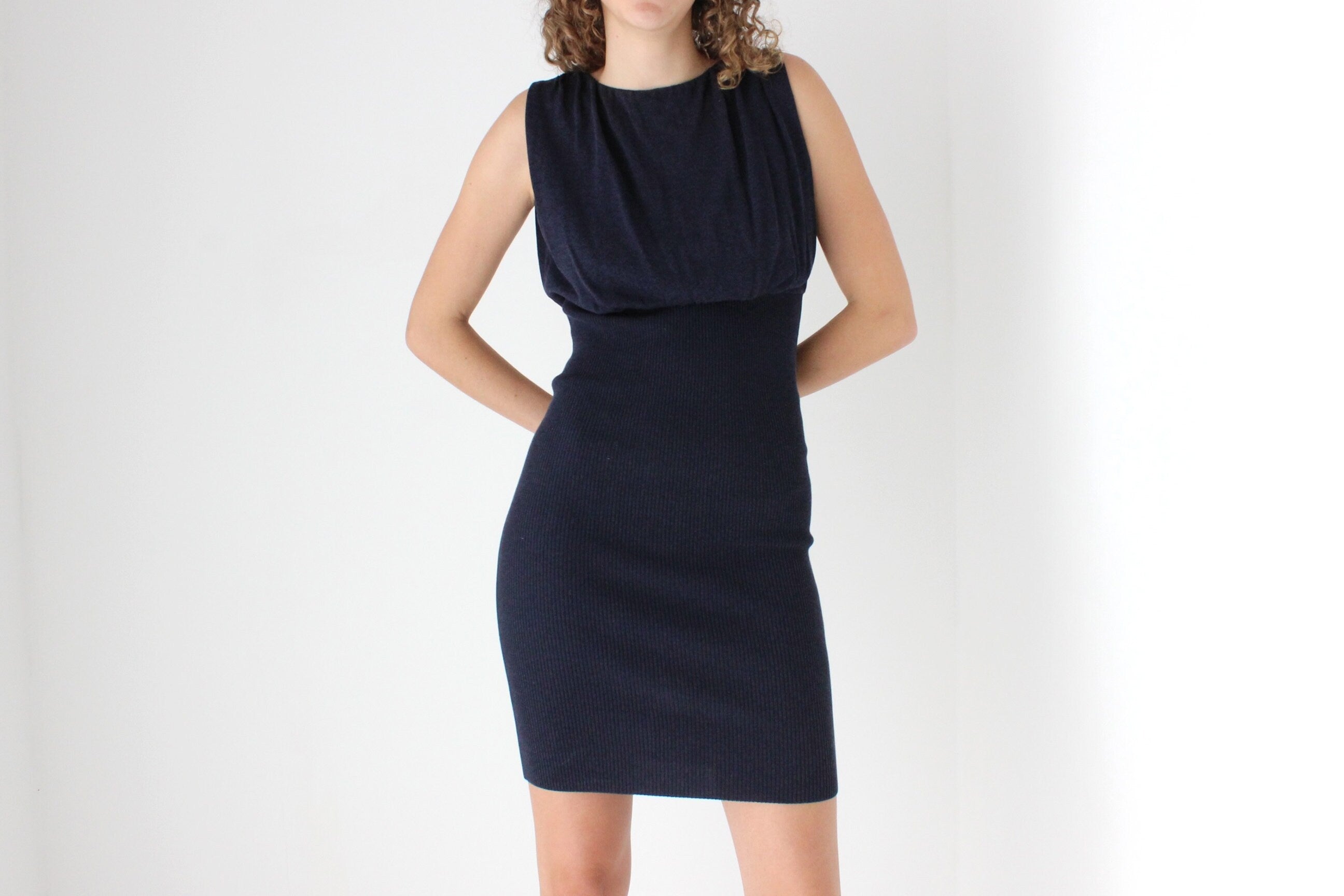 90s Moschino Textured Stretch Knit Mini Dress