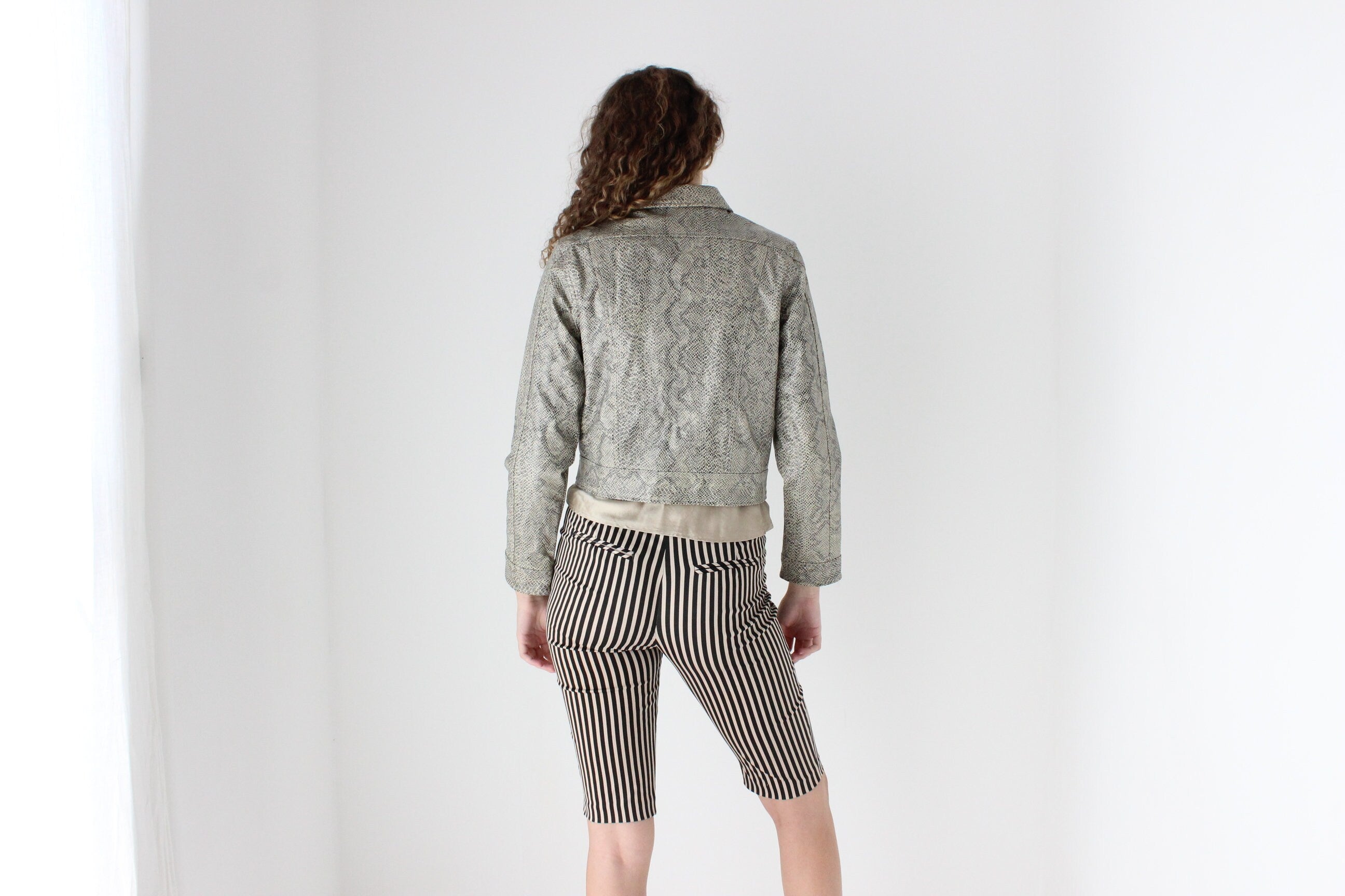 90s Vinyl Snakeskin Boxy Jacket