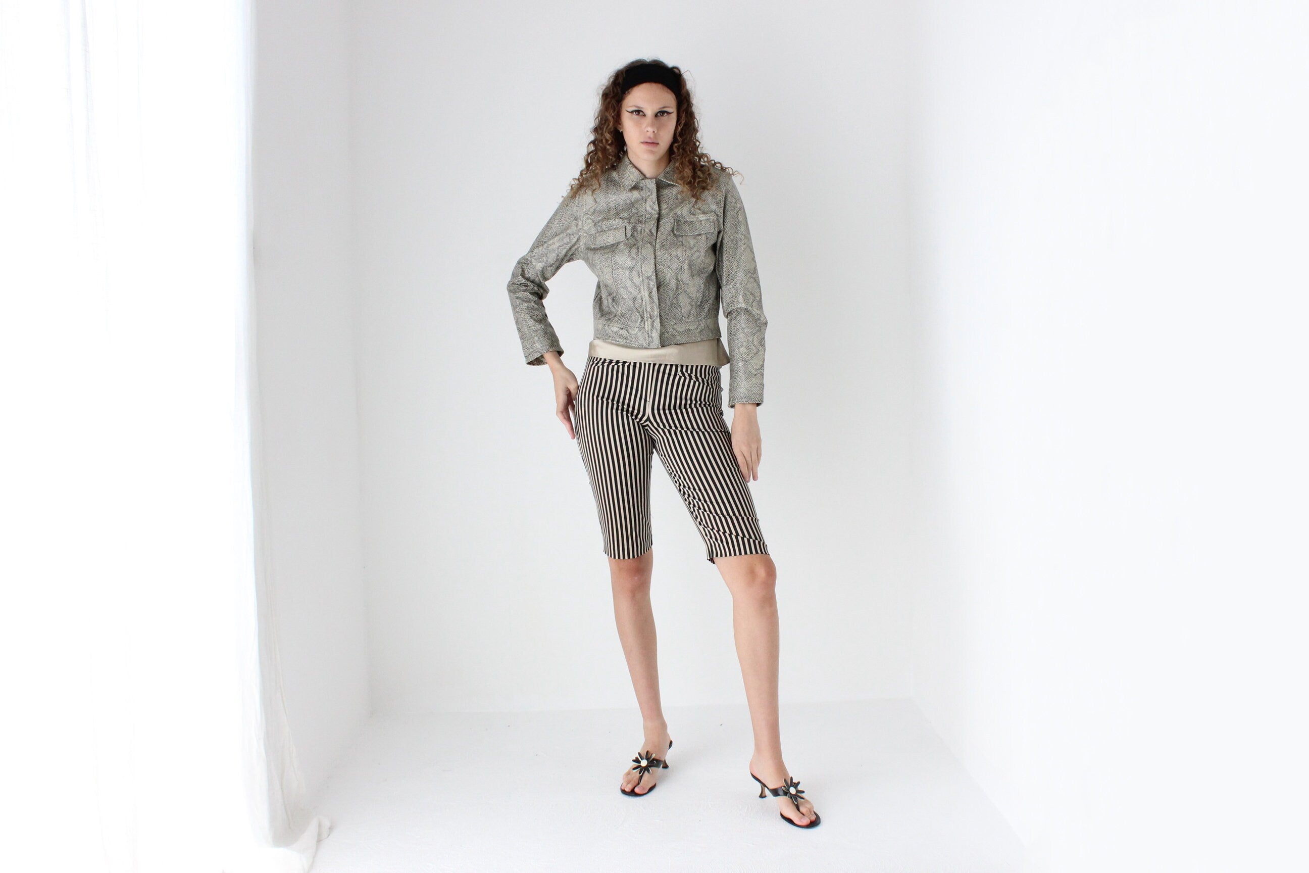 90s Vinyl Snakeskin Boxy Jacket