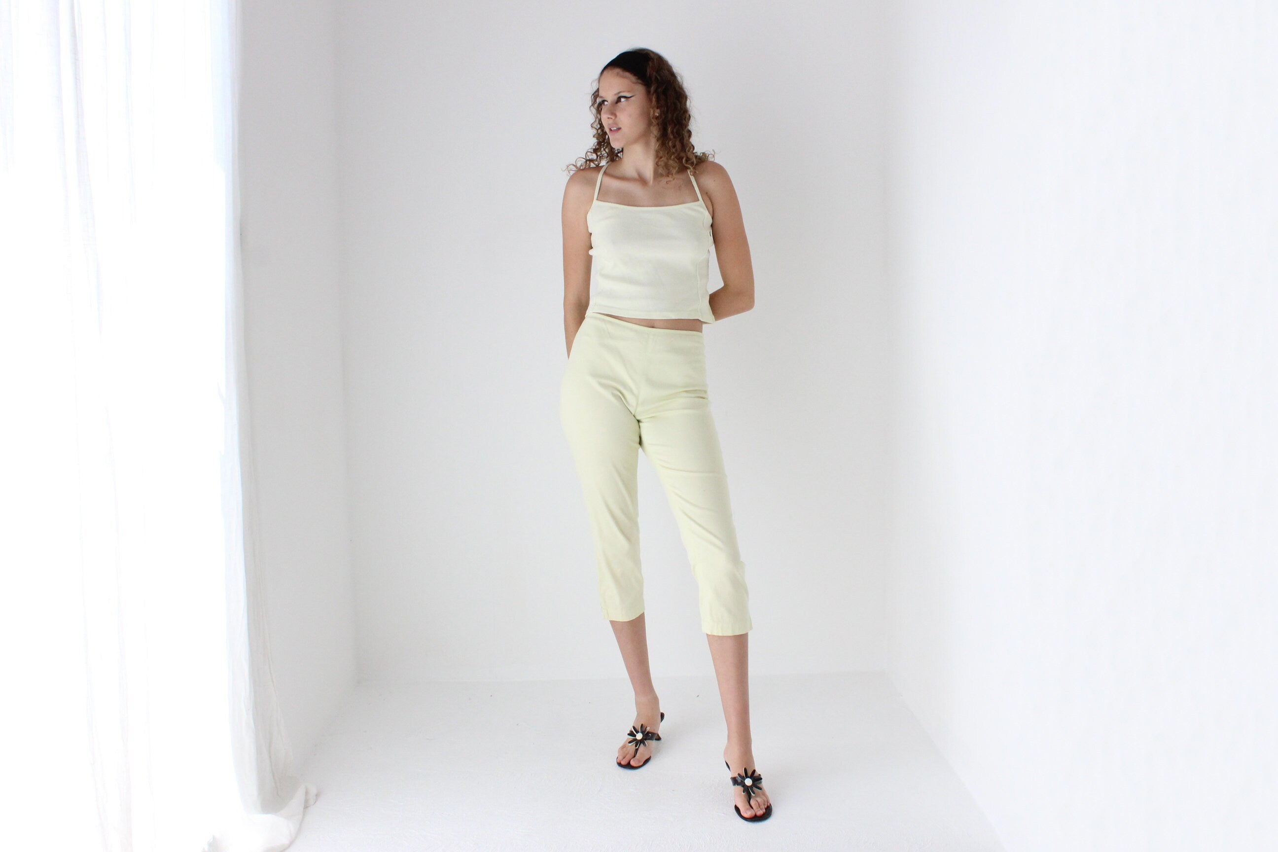 90s Pastel Yellow Cotton Tank Top