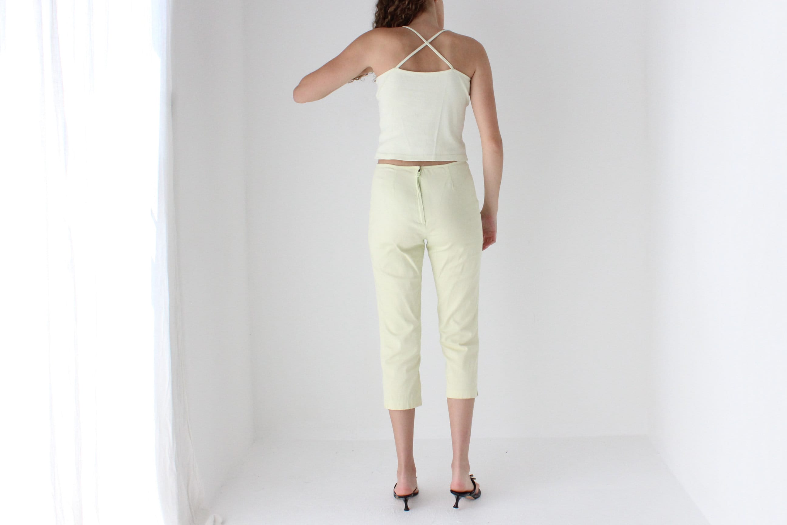 90s Pastel Yellow Cotton Tank Top