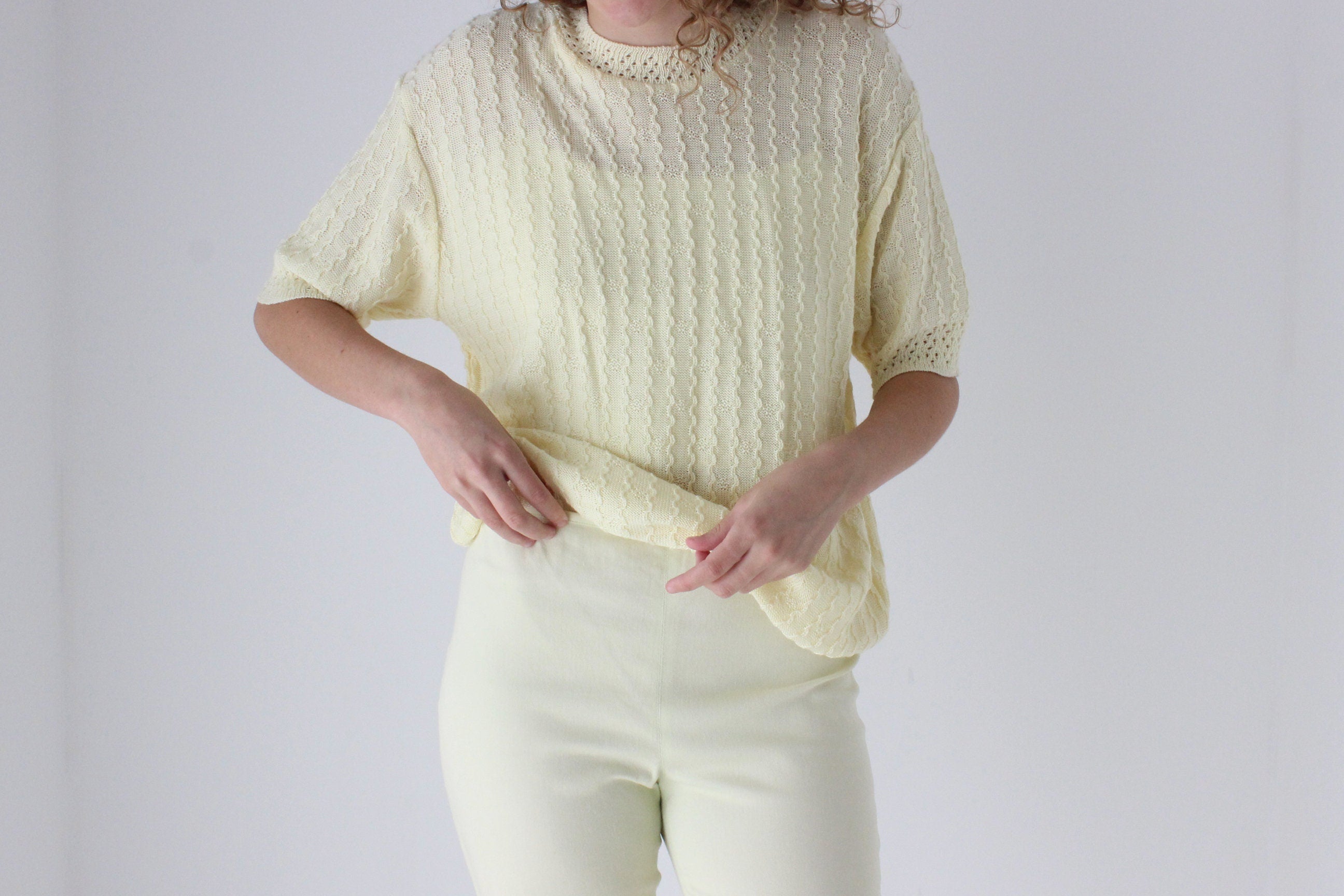 90s Pastel Yellow Capri Pants
