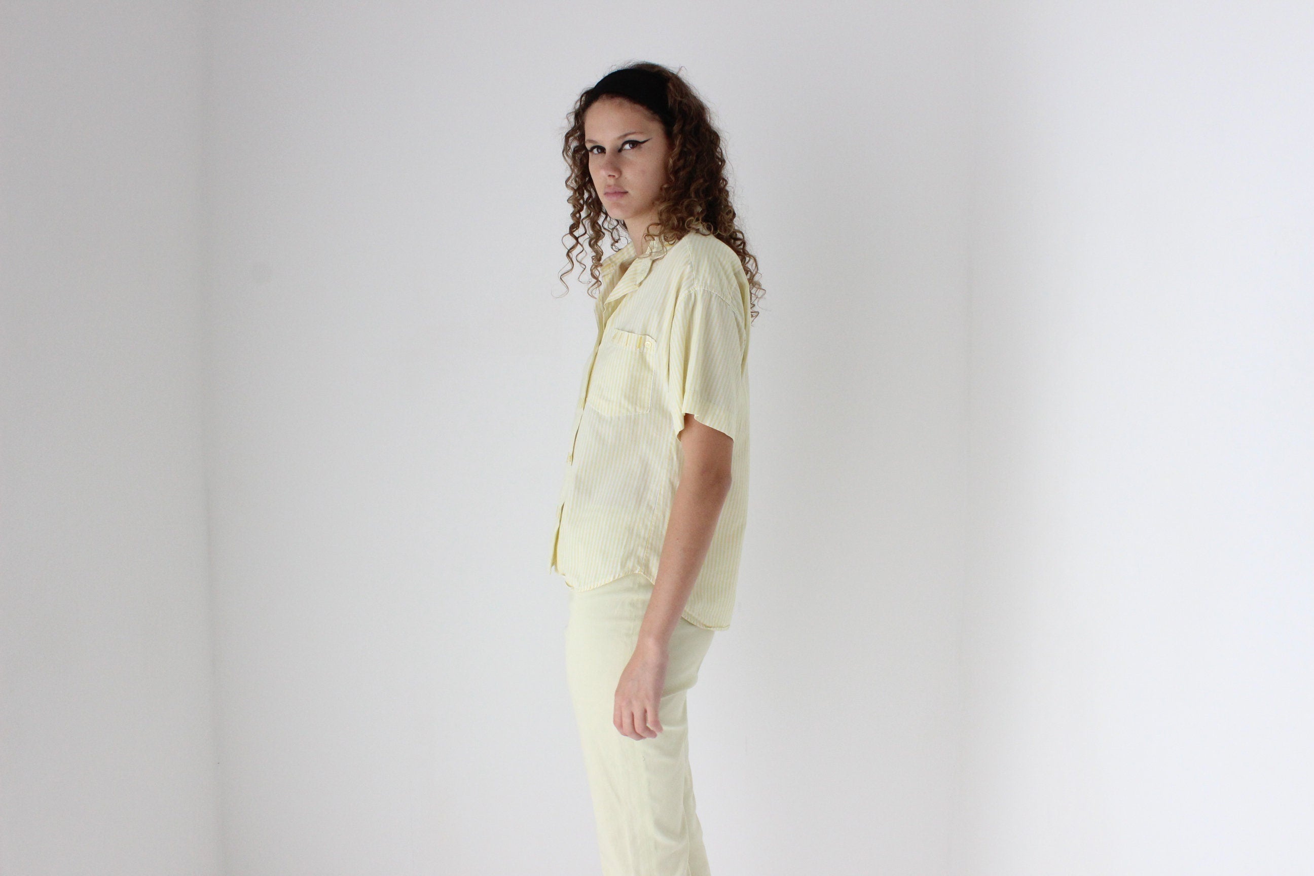 80s French Cotton Striped Boxy Shirt