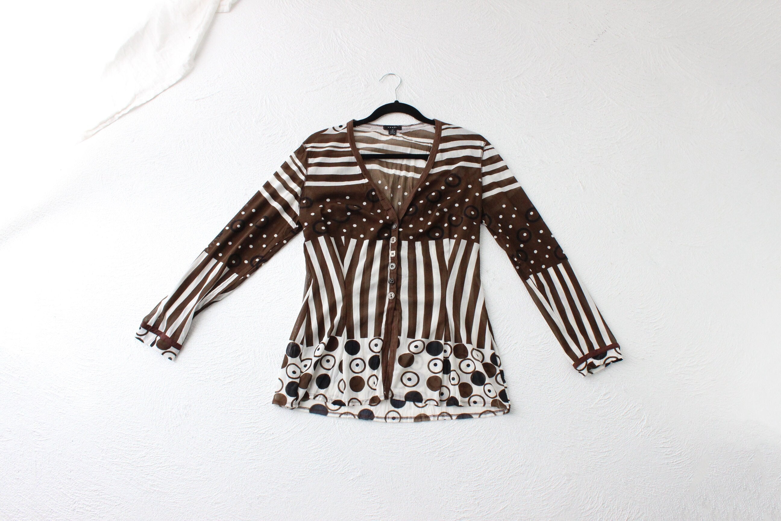 90s Unique Surrealist Abstract Mesh Top